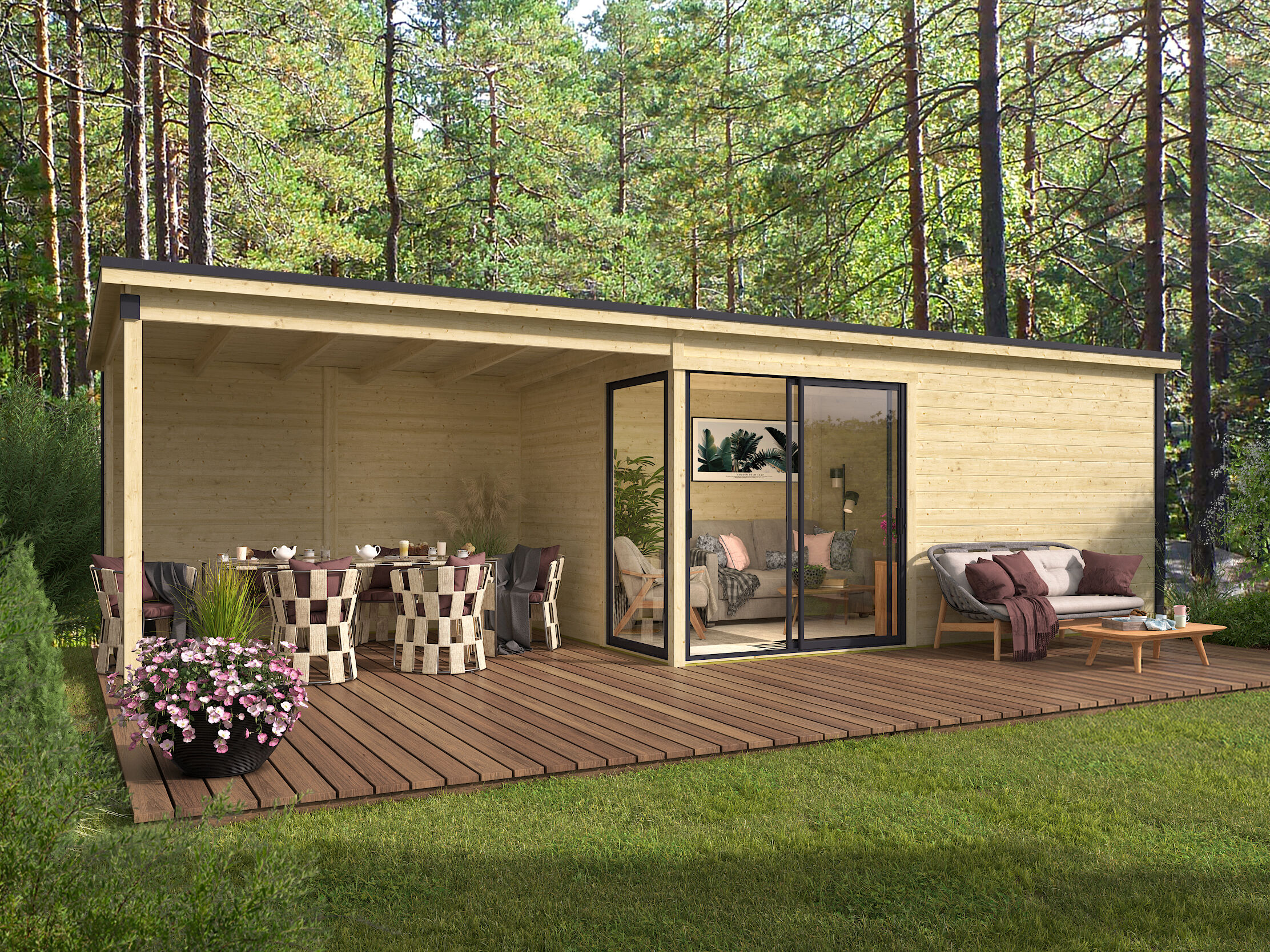 Fjordholz Holzgartenhaus Modell Amrum-4 mit Anbau | 5x3m Unkategorisiert online kaufen