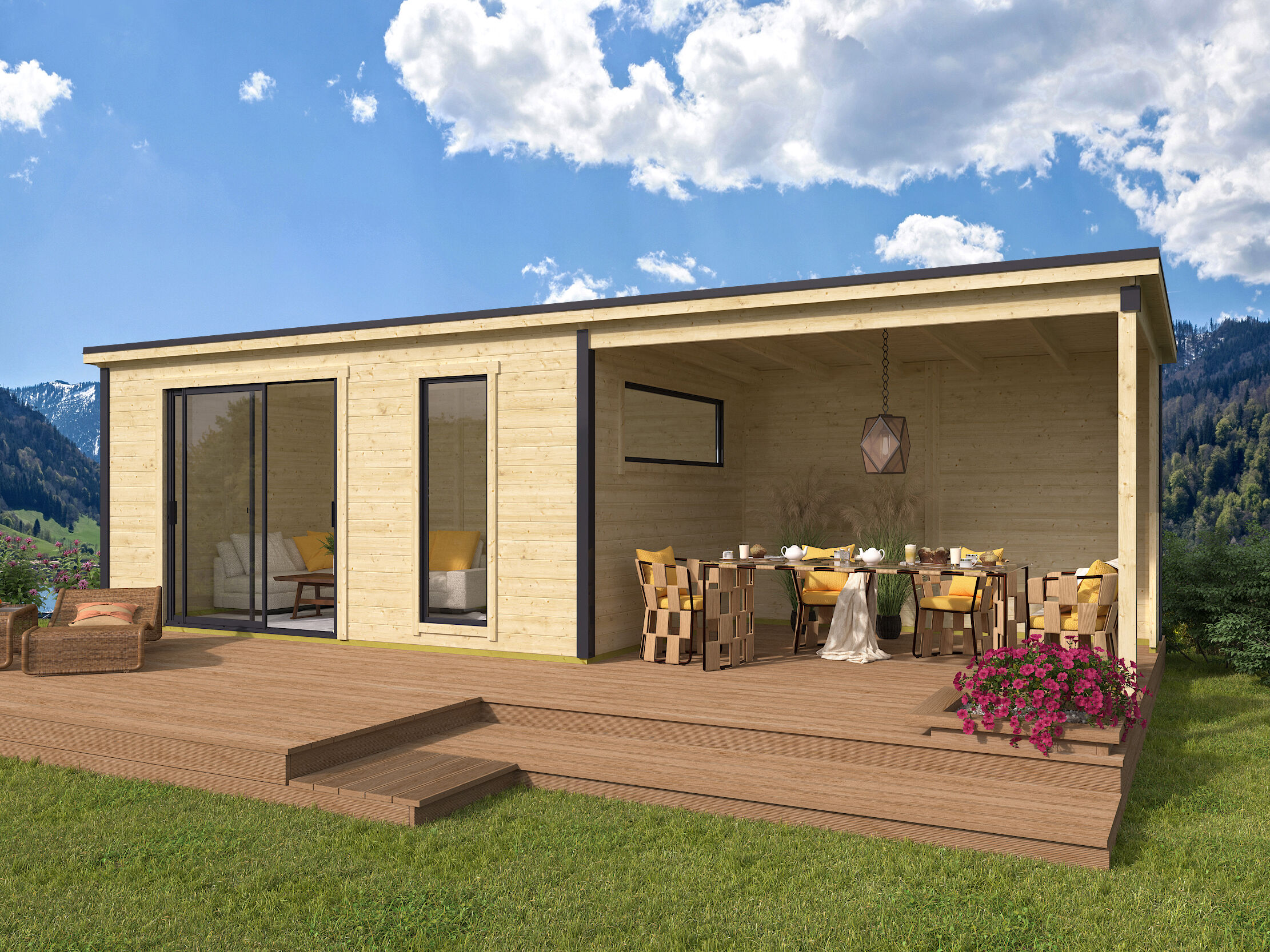 Fjordholz Holzgartenhaus Modell Juist-3 mit Anbau | 5x3m Unkategorisiert online kaufen
