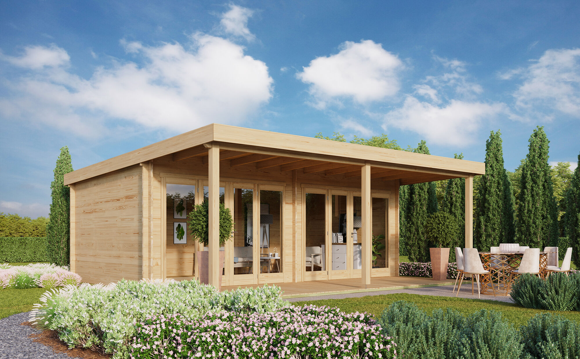 Fjordholz Holzgartenhaus Modell Kevin 70 mit Vordach | 7x4m Unkategorisiert online kaufen