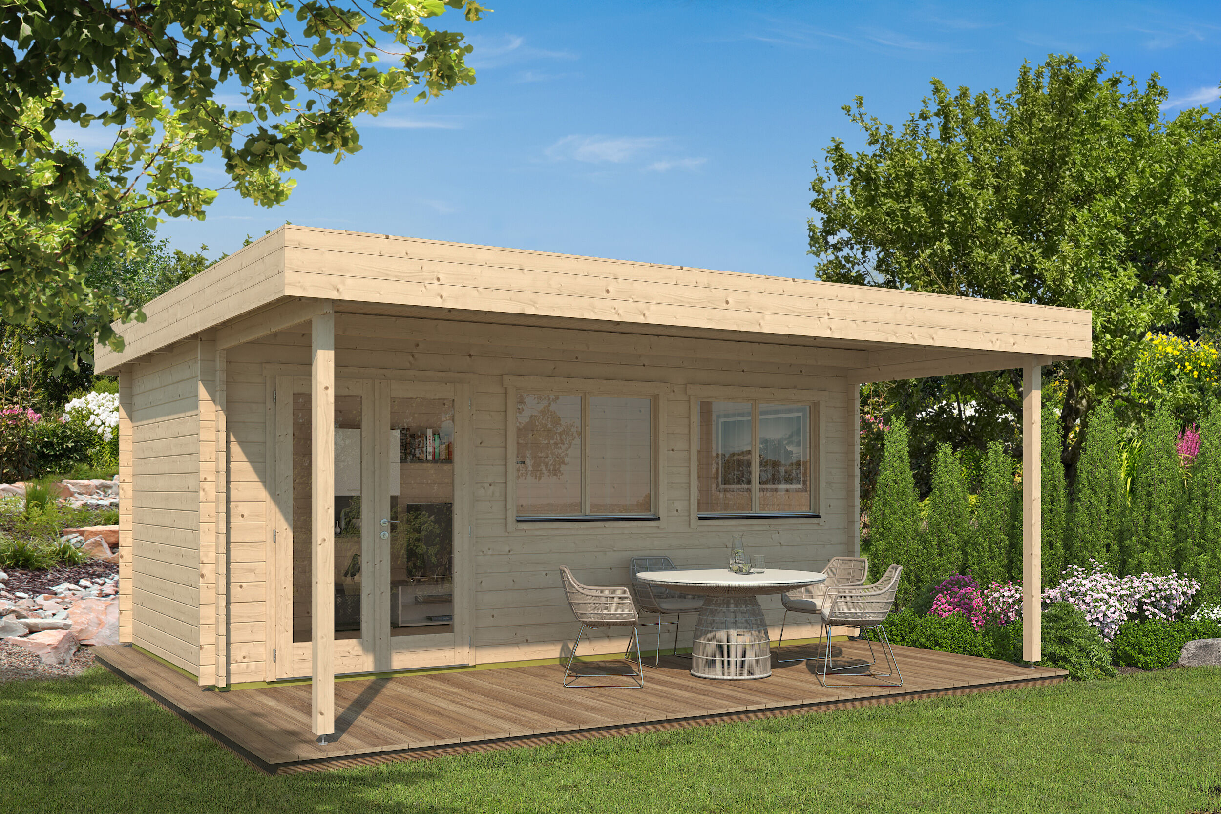 Fjordholz Holzgartenhaus Modell Kurt 44 A mit Vordach | 6x5m Unkategorisiert online kaufen