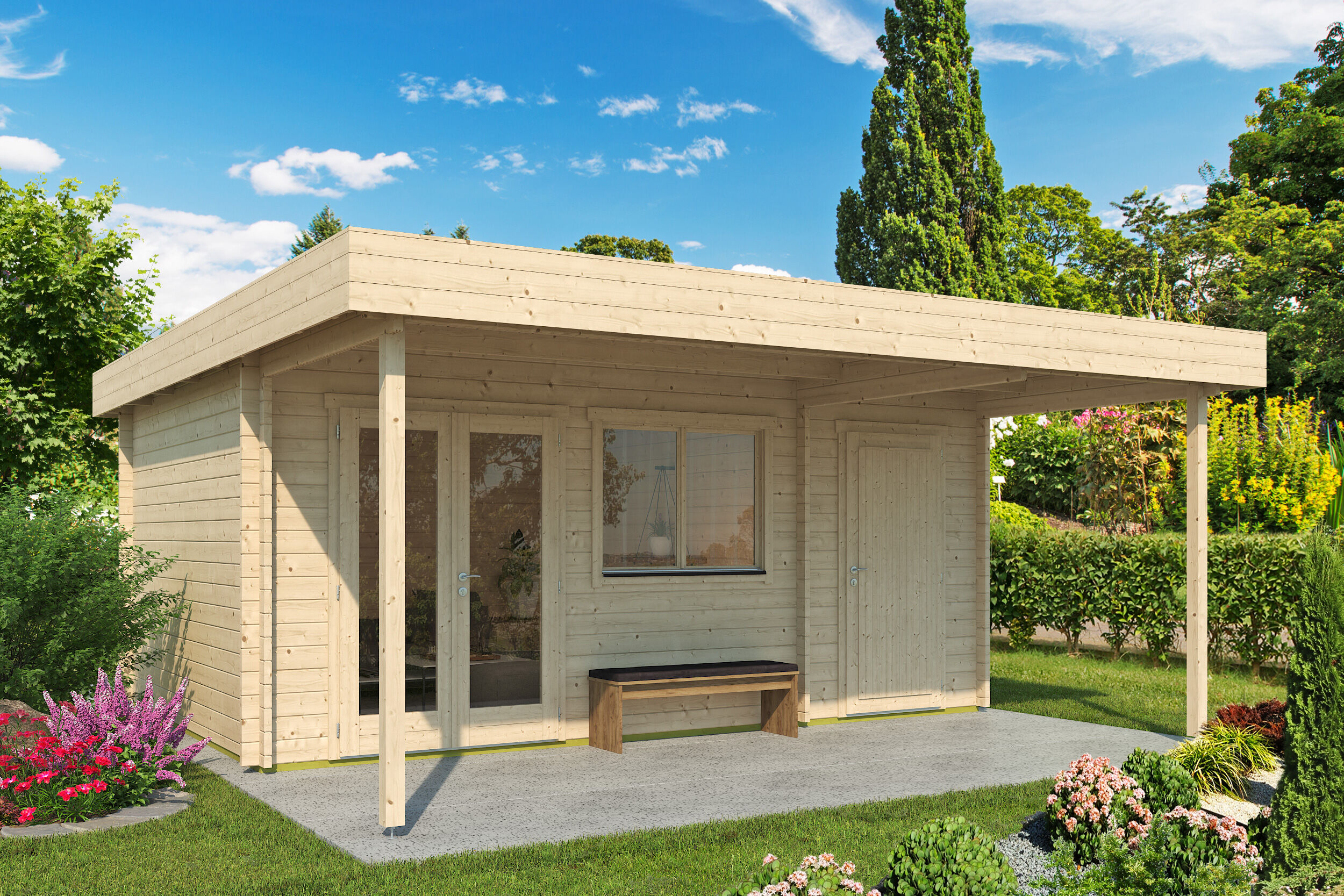 Fjordholz Holzgartenhaus Modell Kurt 44 C mit Vordach Unkategorisiert online kaufen