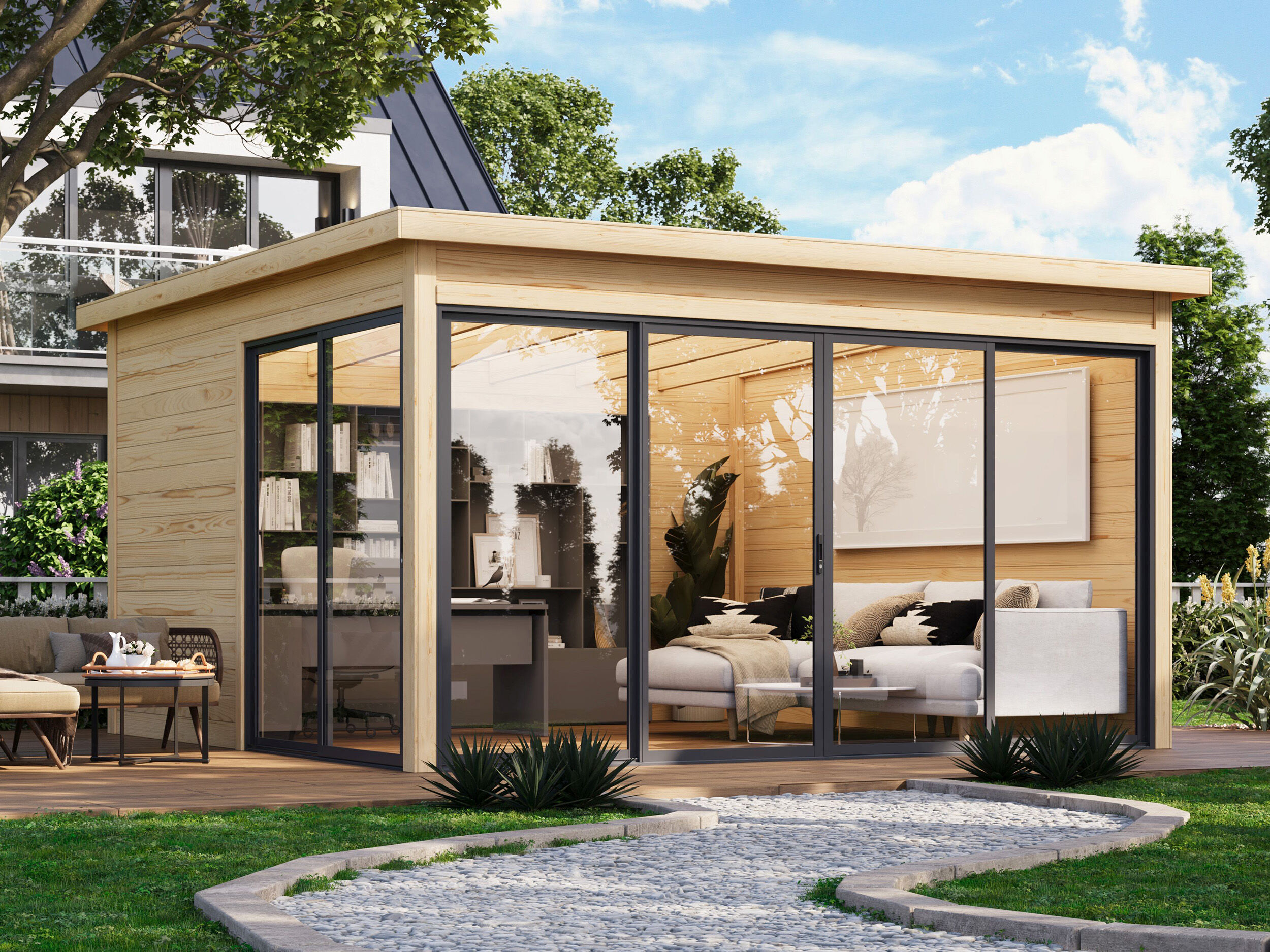 Fjordholz Holzgartenhaus Modell Office IsoSlide 4 | 4x4m Unkategorisiert online kaufen