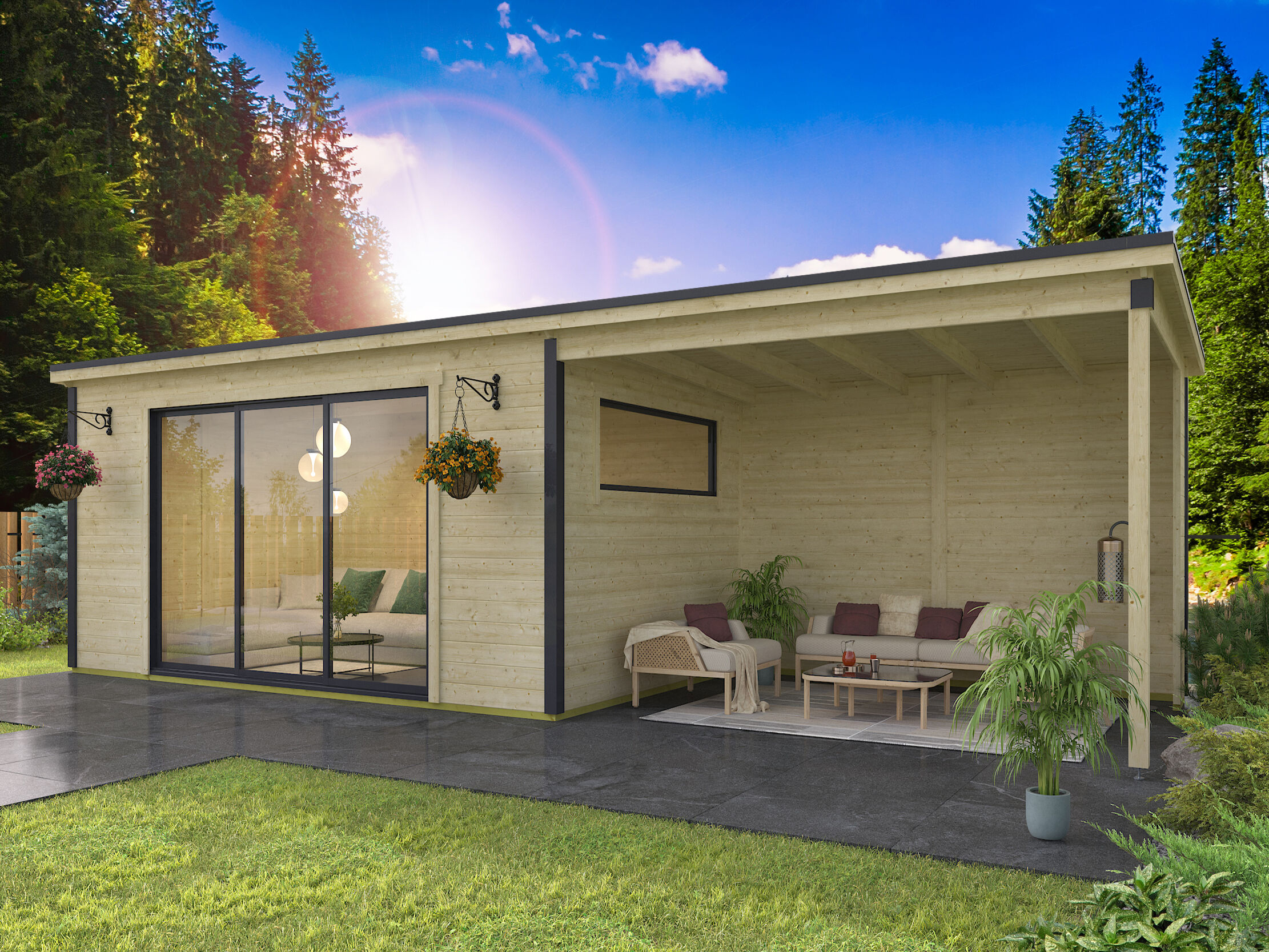 Fjordholz Holzgartenhaus Modell Poel-3 mit Anbau | 6x3m Unkategorisiert online kaufen