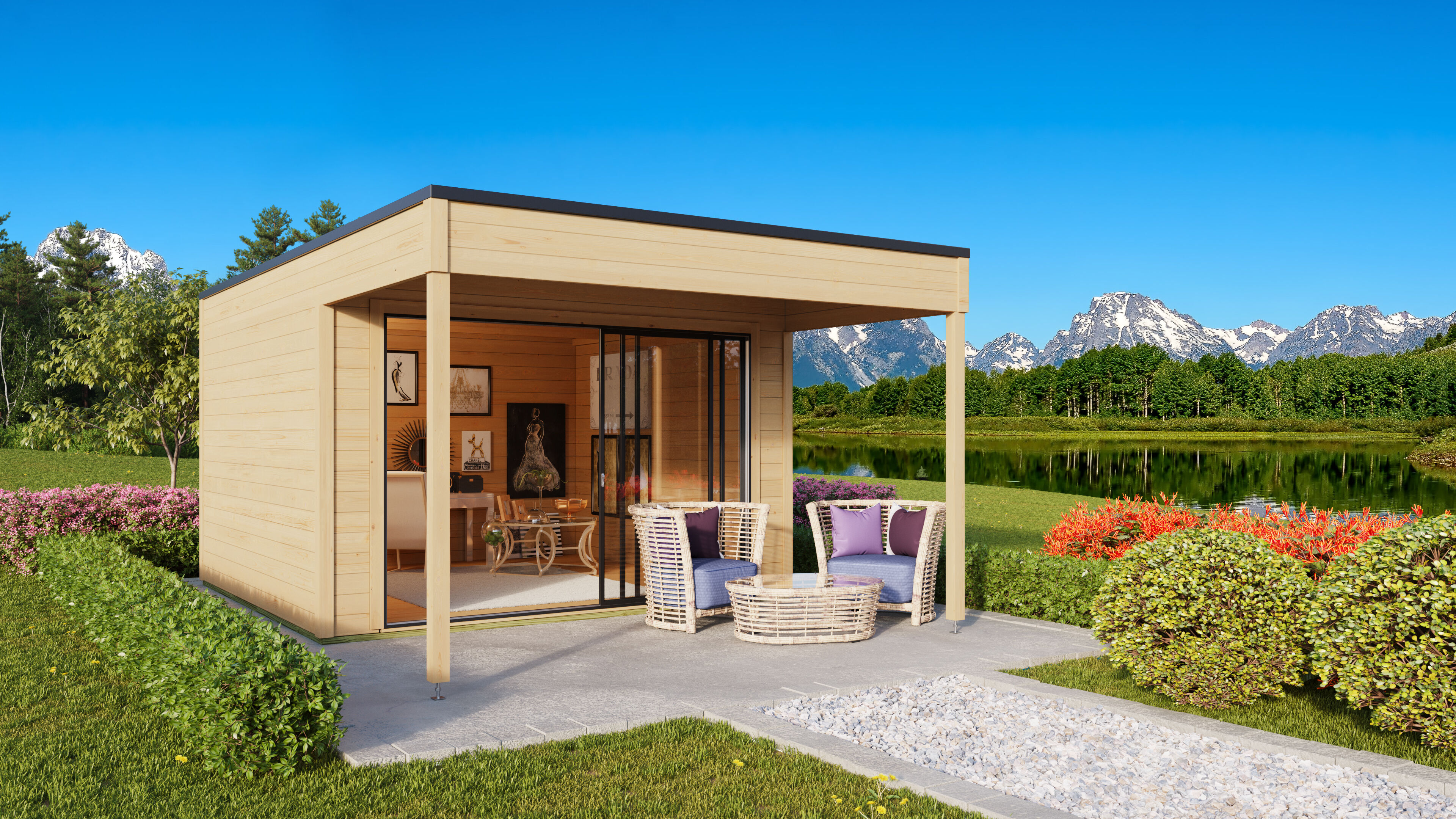 Fjordholz Holzgartenhaus Modell Q-BIC Alu 70 A + VD | 5x4m Unkategorisiert online kaufen