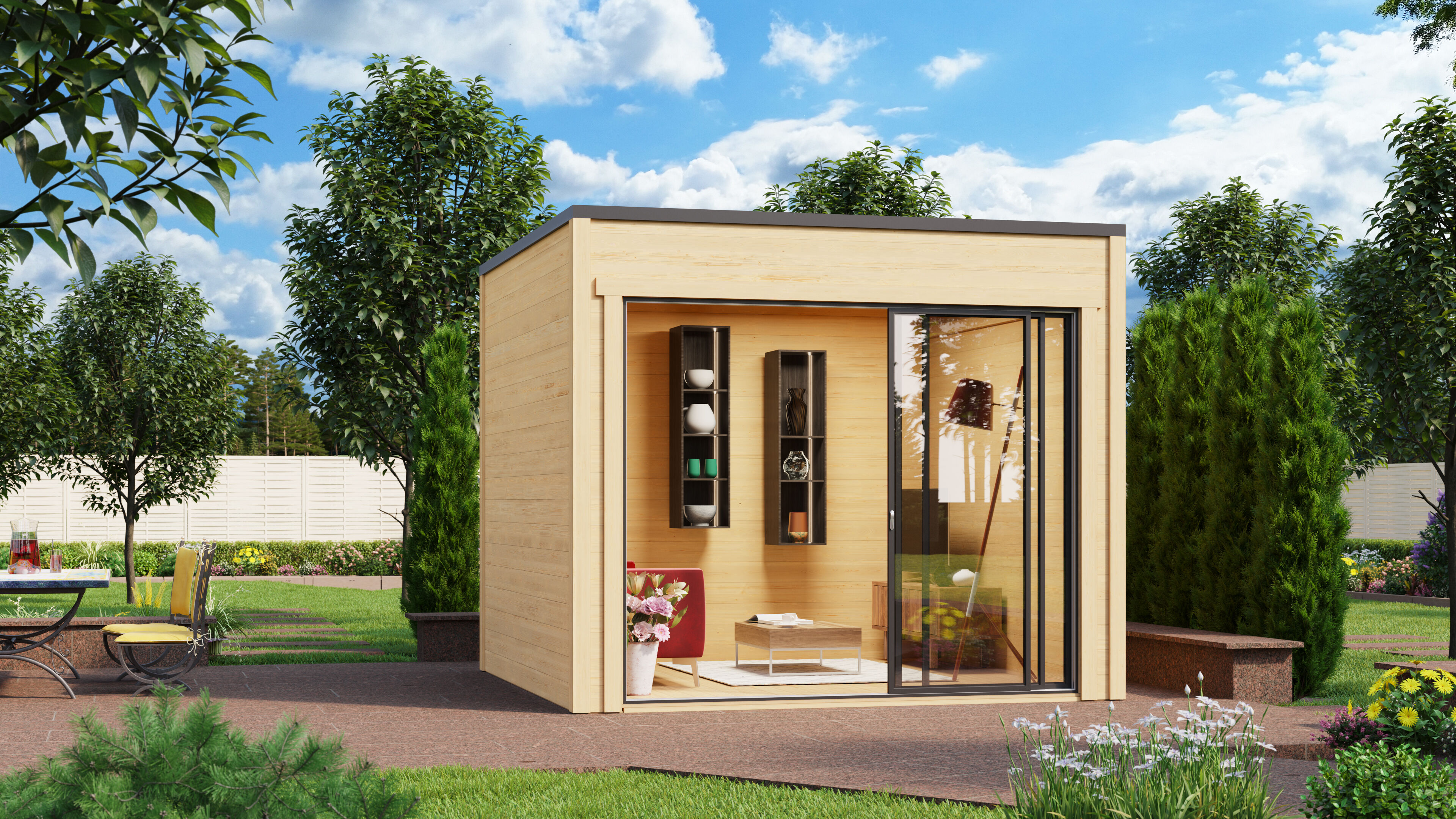 Fjordholz Holzgartenhaus Modell Q-BIC Alu 70 G | 3x3m Unkategorisiert online kaufen