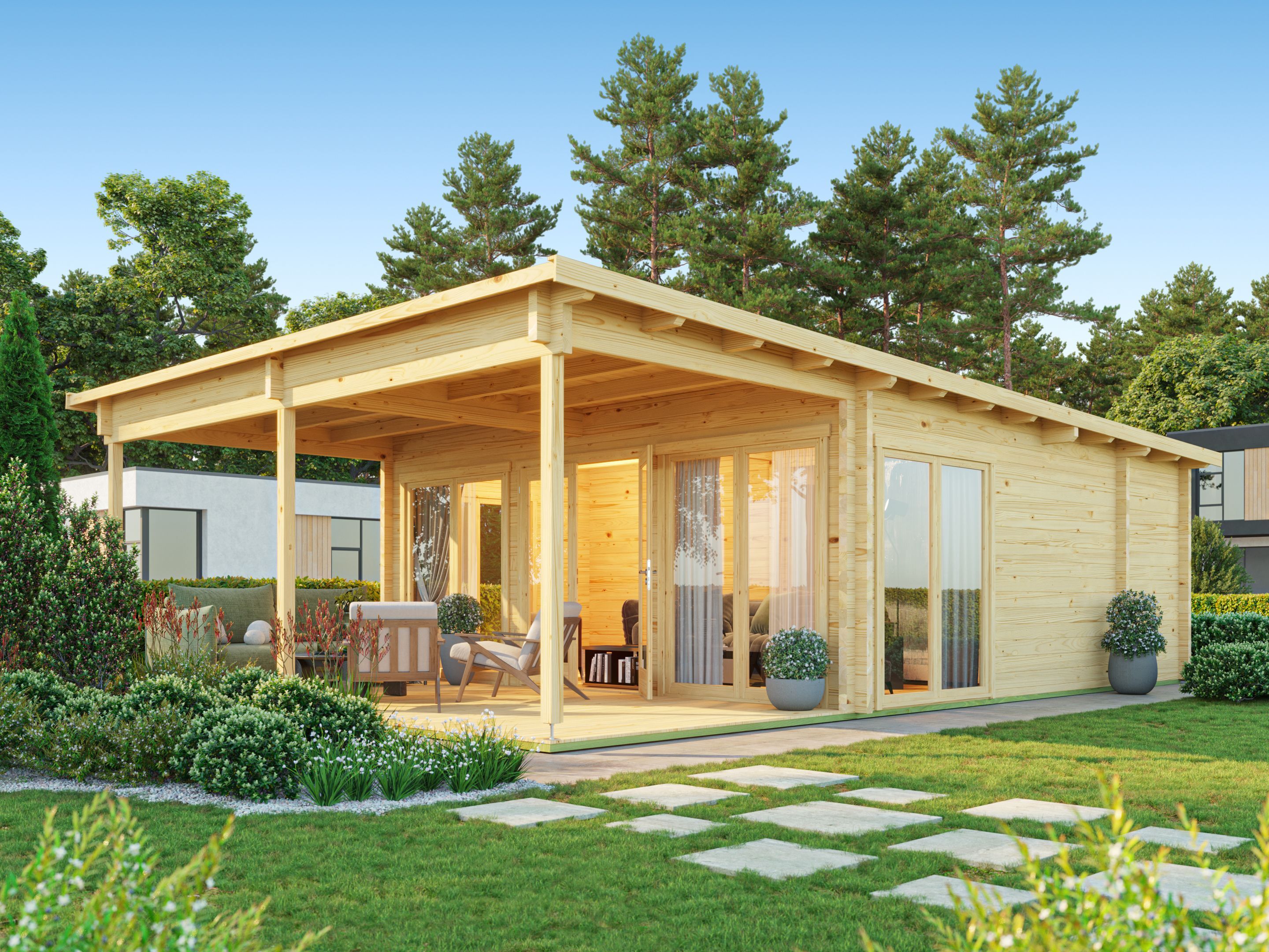 Fjordholz Holzgartenhaus Modell Taunus 70 mit Vordach | 7x4m Unkategorisiert online kaufen