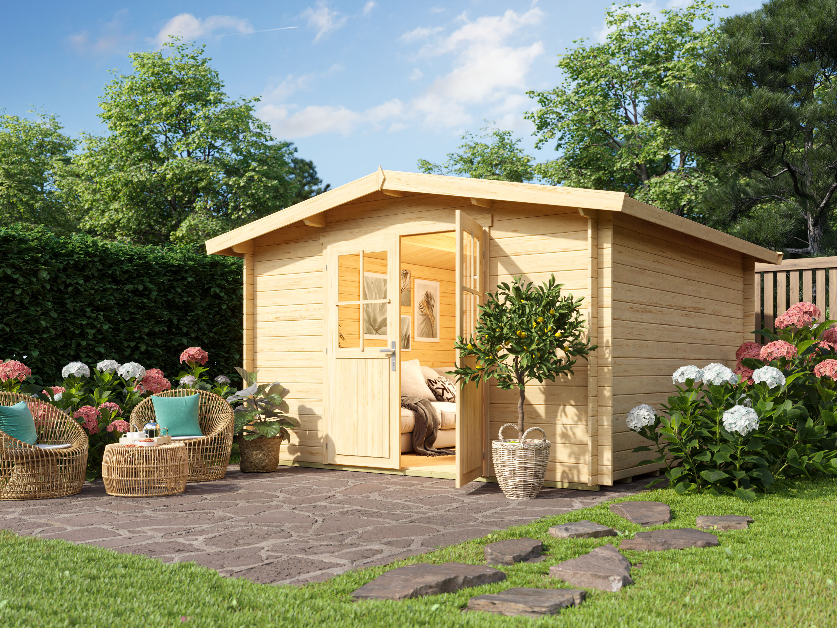 Fjordholz Satteldach Holzgartenhaus Modell Eliza 5D | 4x4m Unkategorisiert online kaufen