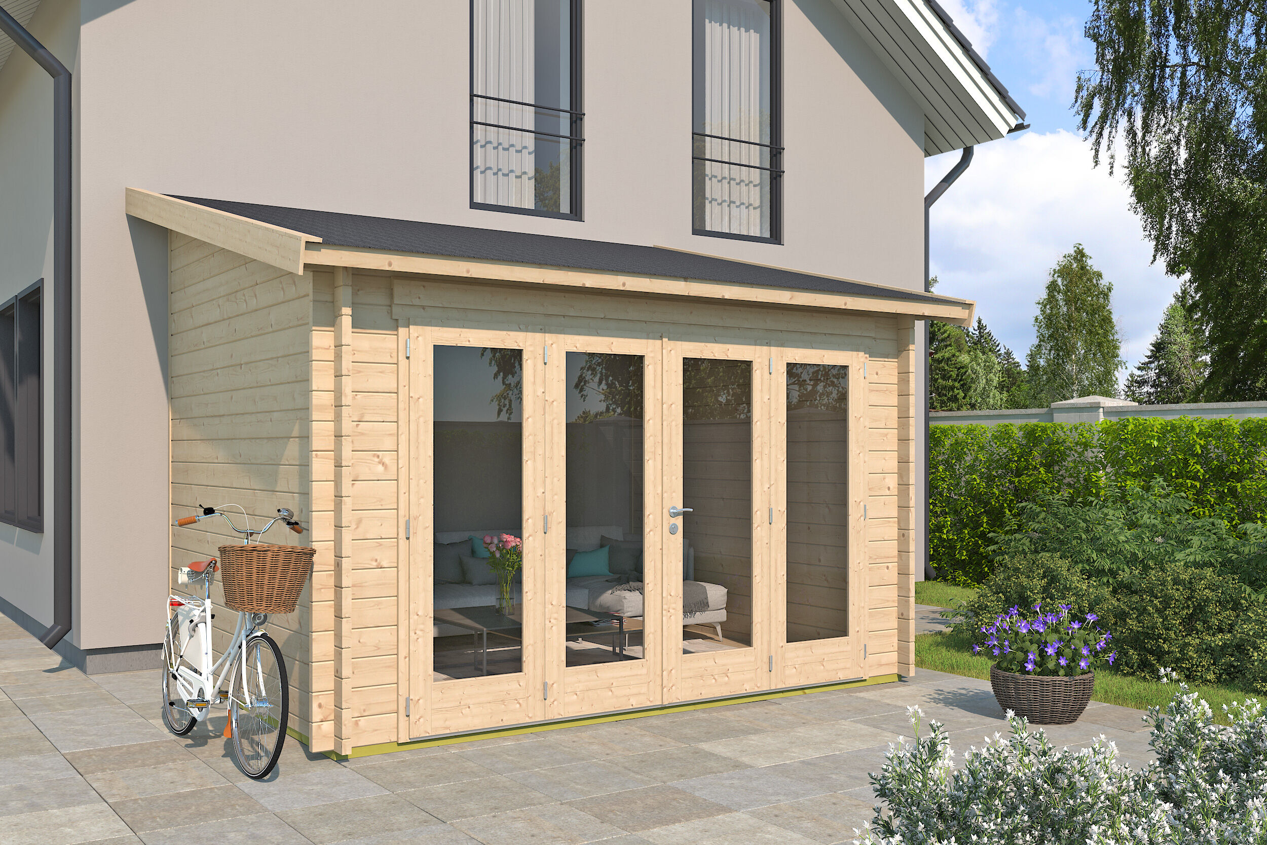 Holzgartenhaus Modell Anbau Lounge 44 A | 6x4m Unkategorisiert online kaufen Holzgartenhaus Modell Anbau Lounge 44 A | 6x4m Unkategorisiert online kaufen