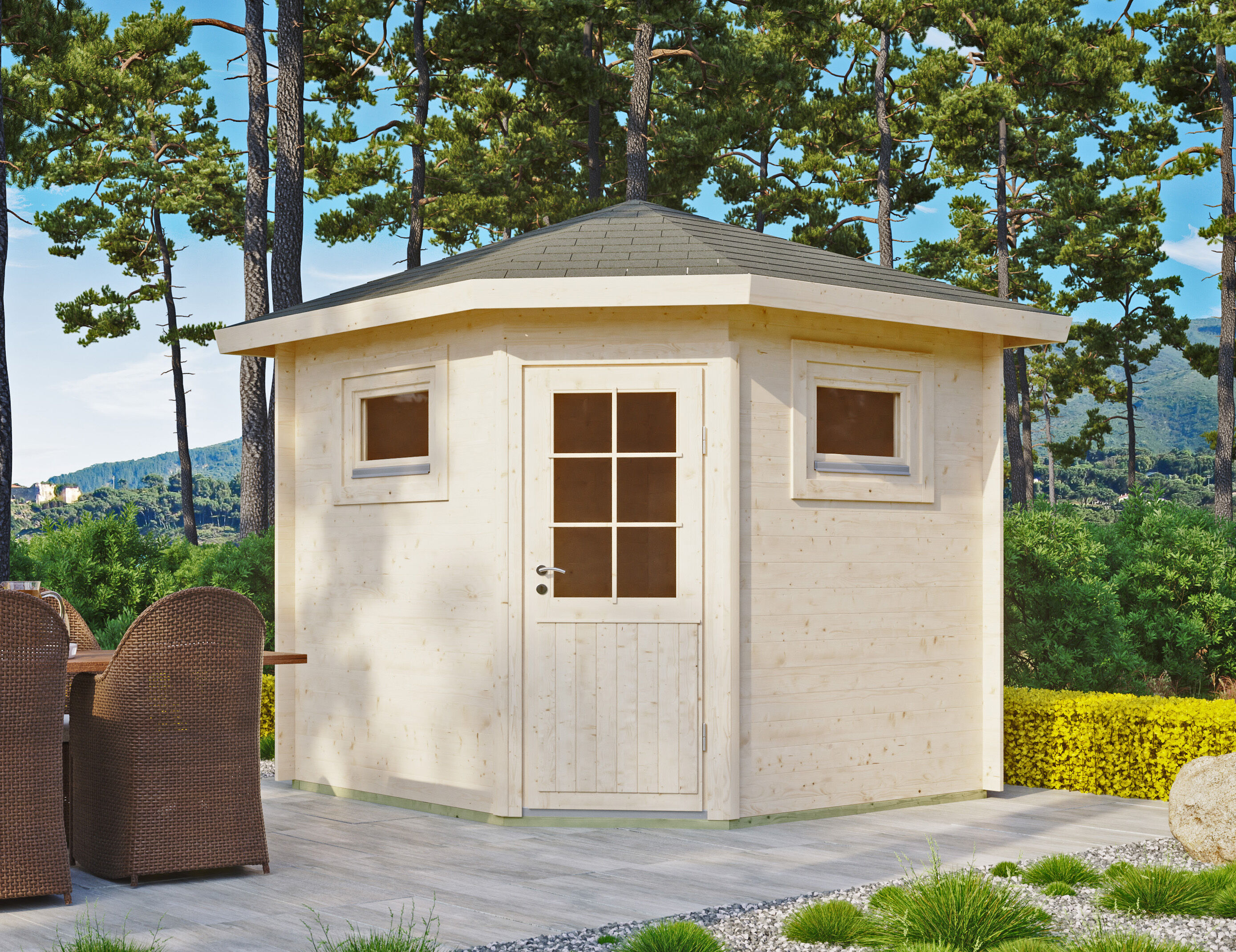 Holzgartenhaus Modell Panta 28 C | 3x3m