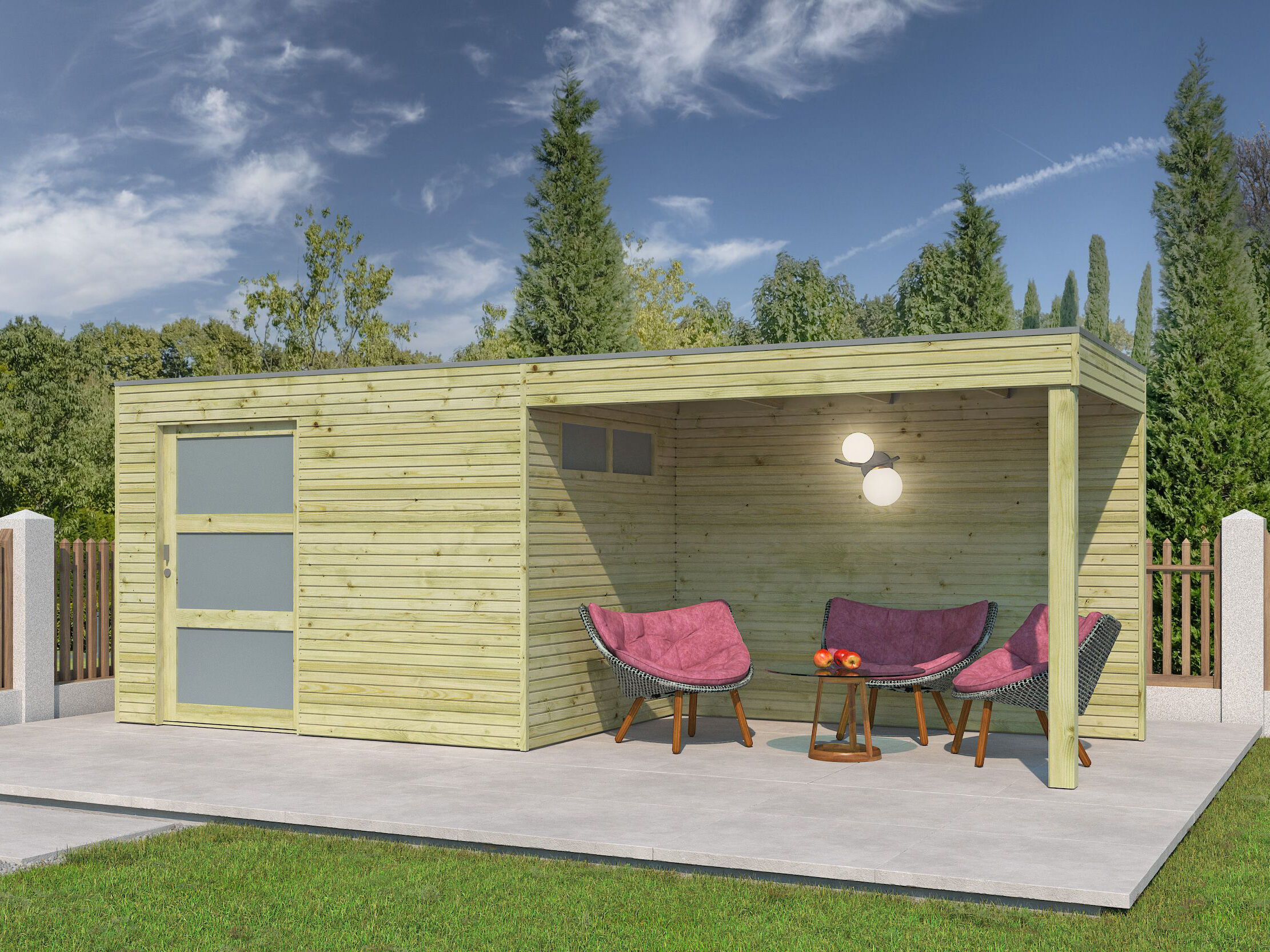 Holzgartenhaus Modell QBS-Line 6,30 m² + 300 cm Anbau | 6x4m Unkategorisiert online kaufen