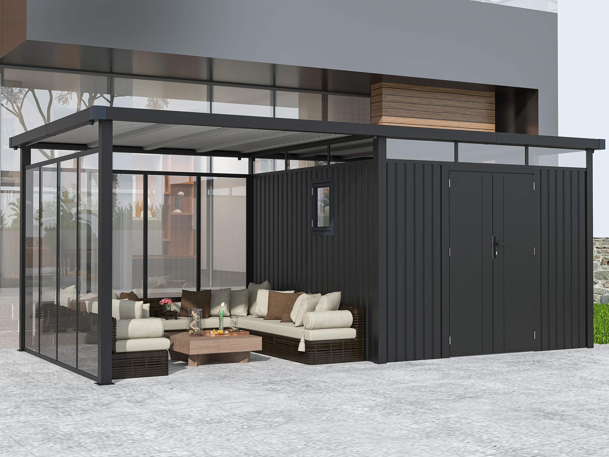 Metall Gerätehaus Modell Style 7,56 m² Spar-Set-5 | 8x4m Unkategorisiert online kaufen