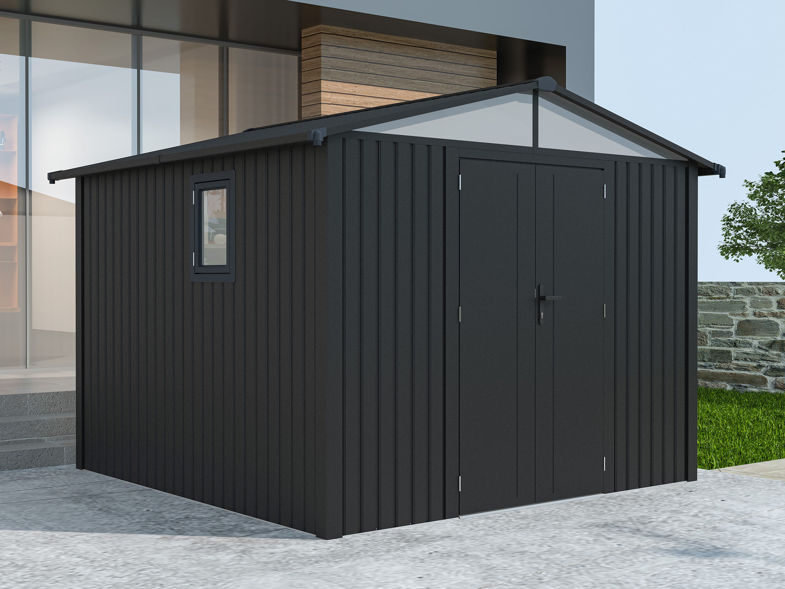 Metall Gerätehaus Modell Trend 7,56 m² Anthrazit | 4x2m Unkategorisiert online kaufen