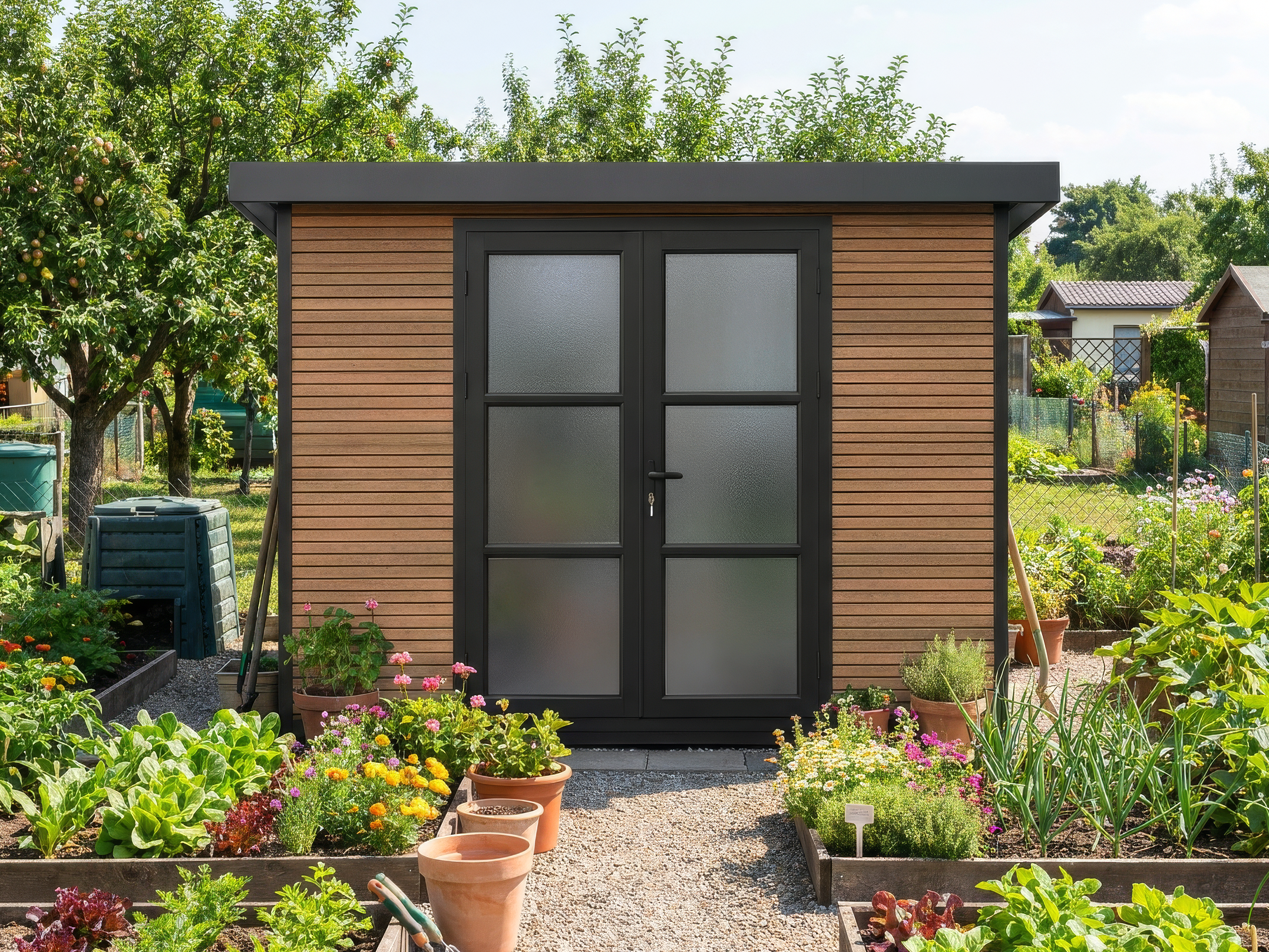 WPC Holzgartenhaus Modell FineLine 5,8 m² Teak | 3x2m Unkategorisiert online kaufen WPC Holzgartenhaus Modell FineLine 5,8 m² Teak | 3x2m Unkategorisiert online kaufen
