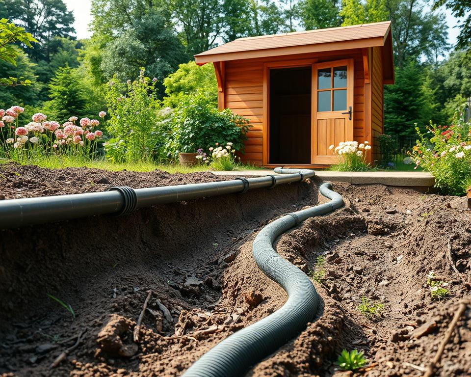 Drainage-System für Gartenhaus