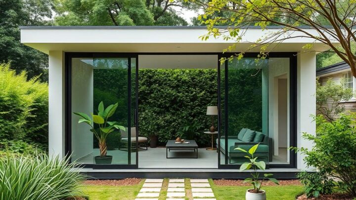 Gartenhäuser mit Glasschiebetüren | Moderner Gartenstil