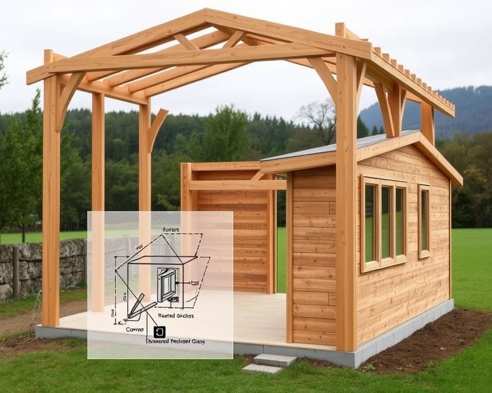 Windschutz Gartenhaus Konstruktion