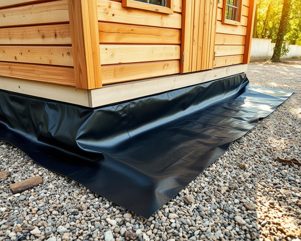 Feuchtigkeitssperre Installation Gartenhaus