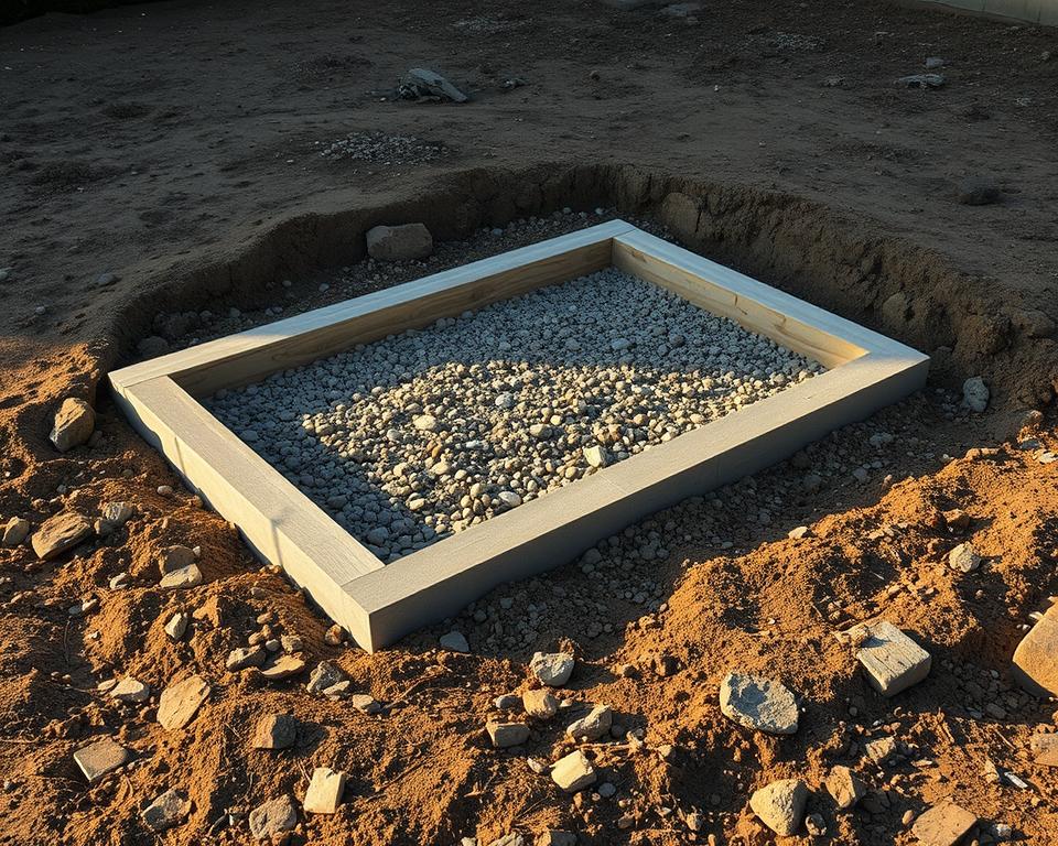 Fundament für unebene Fläche