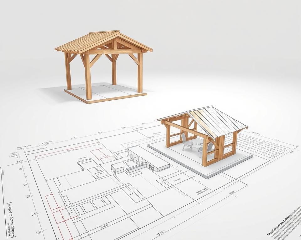 Planung Holzpavillon Skizze