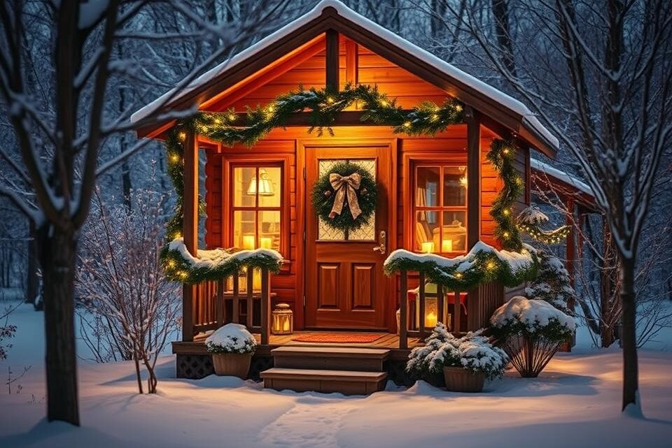 Weihnachtsdekoration für das Holz-Gartenhaus