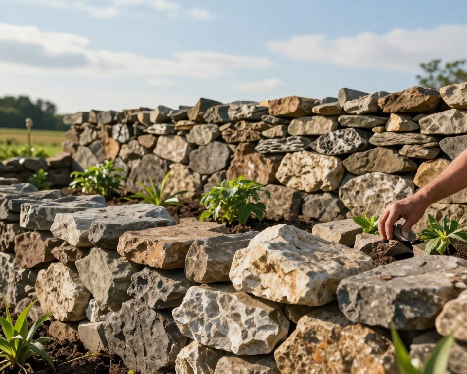 Vorbereitung der Trockenmauer für Bepflanzung