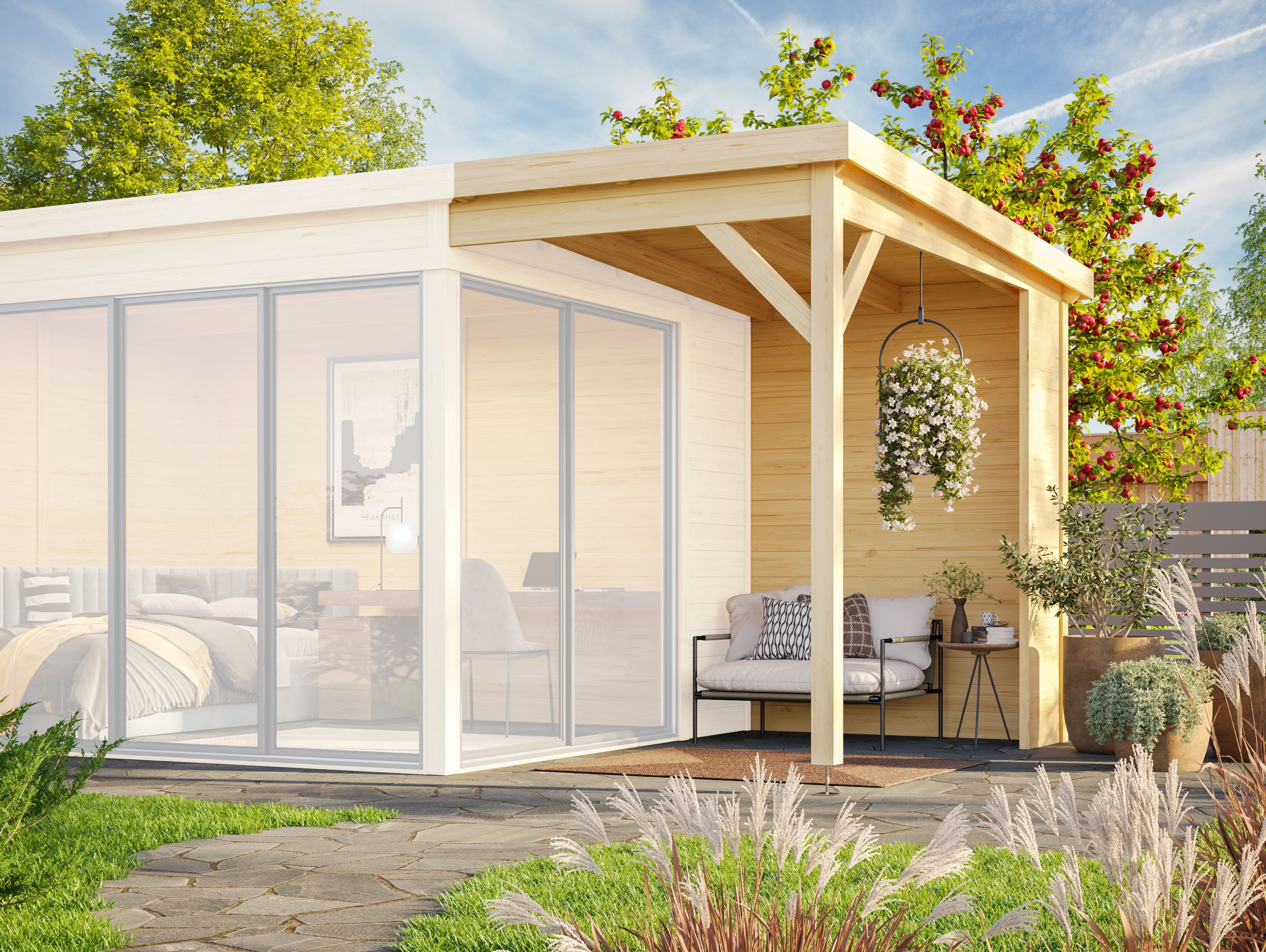 Fjordholz Seitendach für Holzgartenhaus Mia 28 | 3x2m