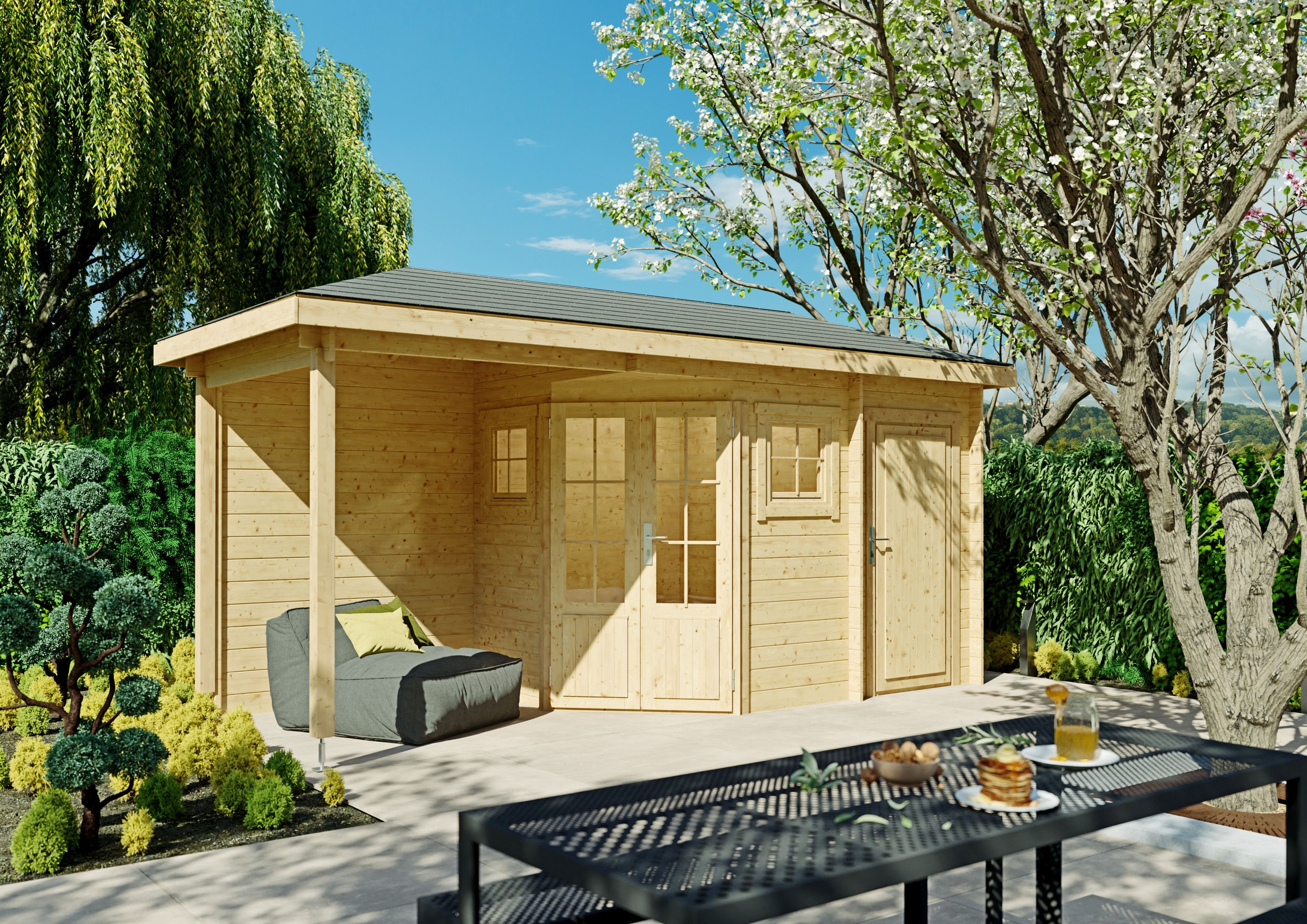 Fjordholz 5-Eck Holzgartenhaus Modell Evelyn 1E | 4x3m