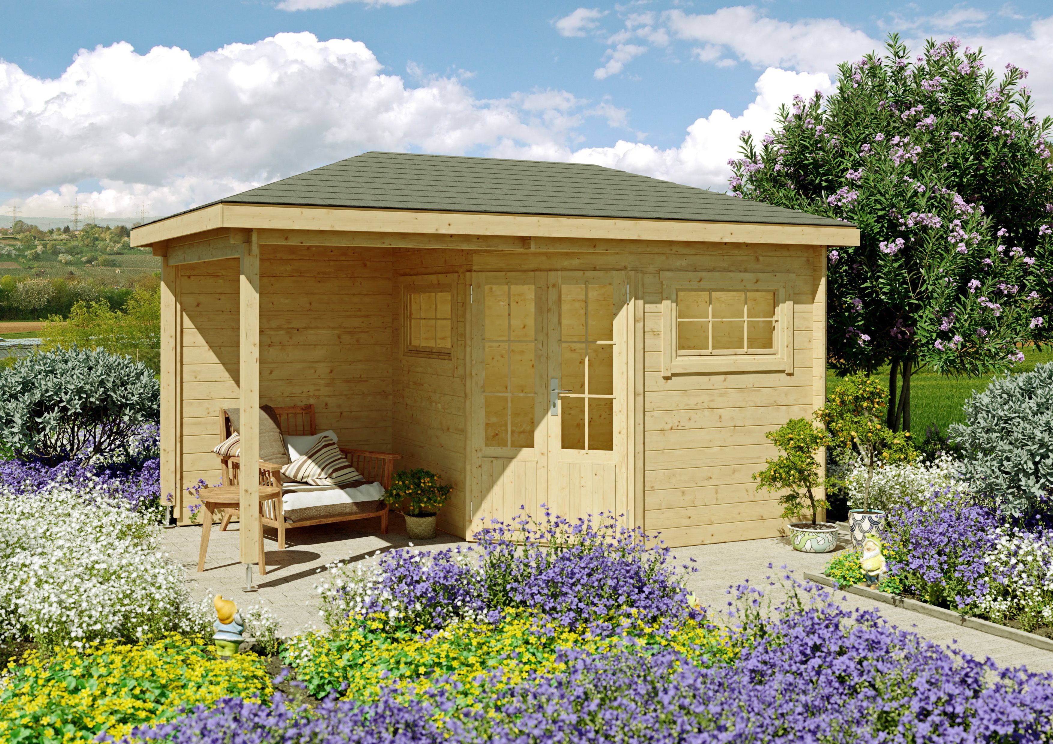 Fjordholz 5-Eck Holzgartenhaus Modell Evelyn 2B | 4x3m