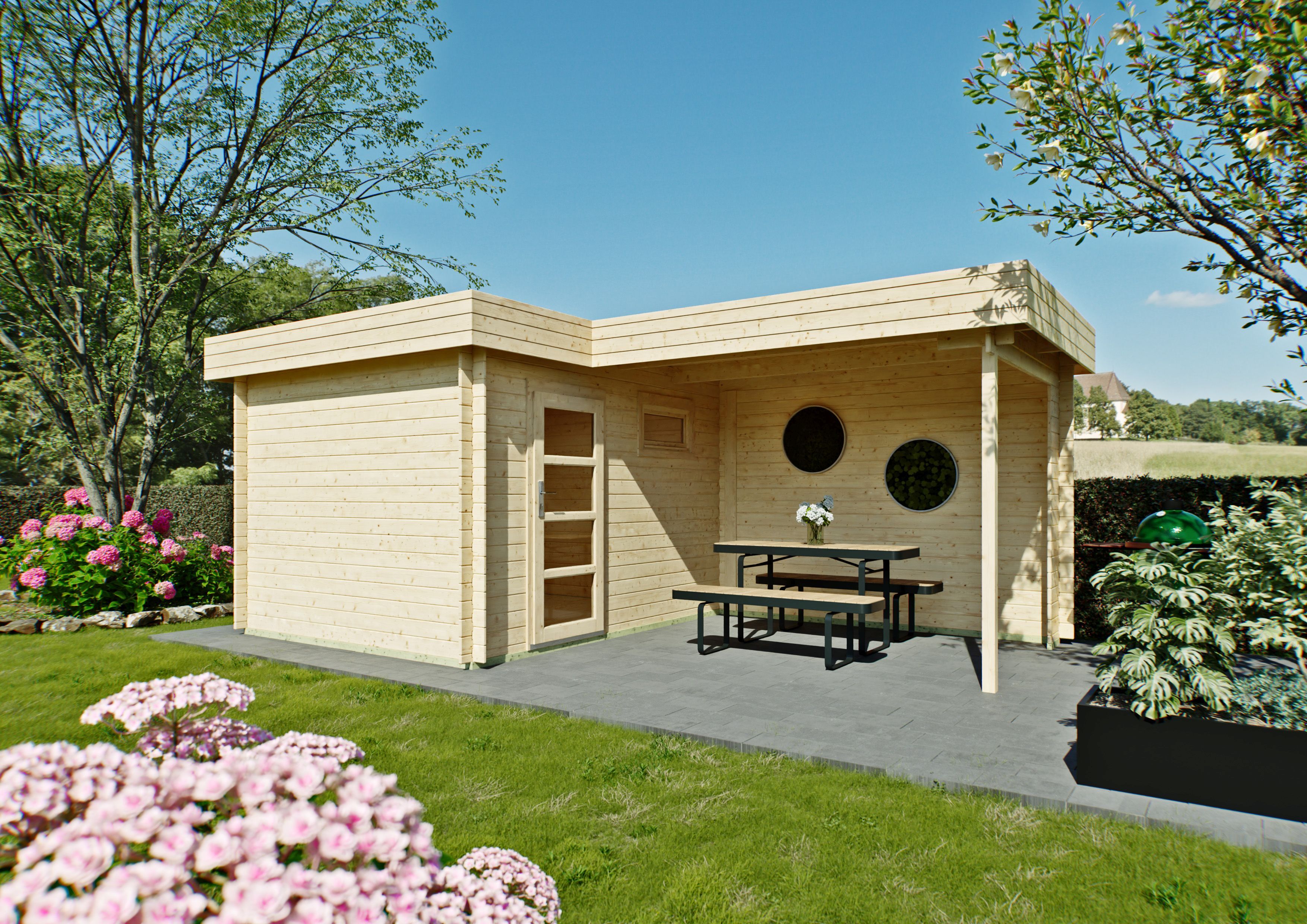 Fjordholz Flachdach Holzgartenhaus Modell Odina 28 A | 6x3m