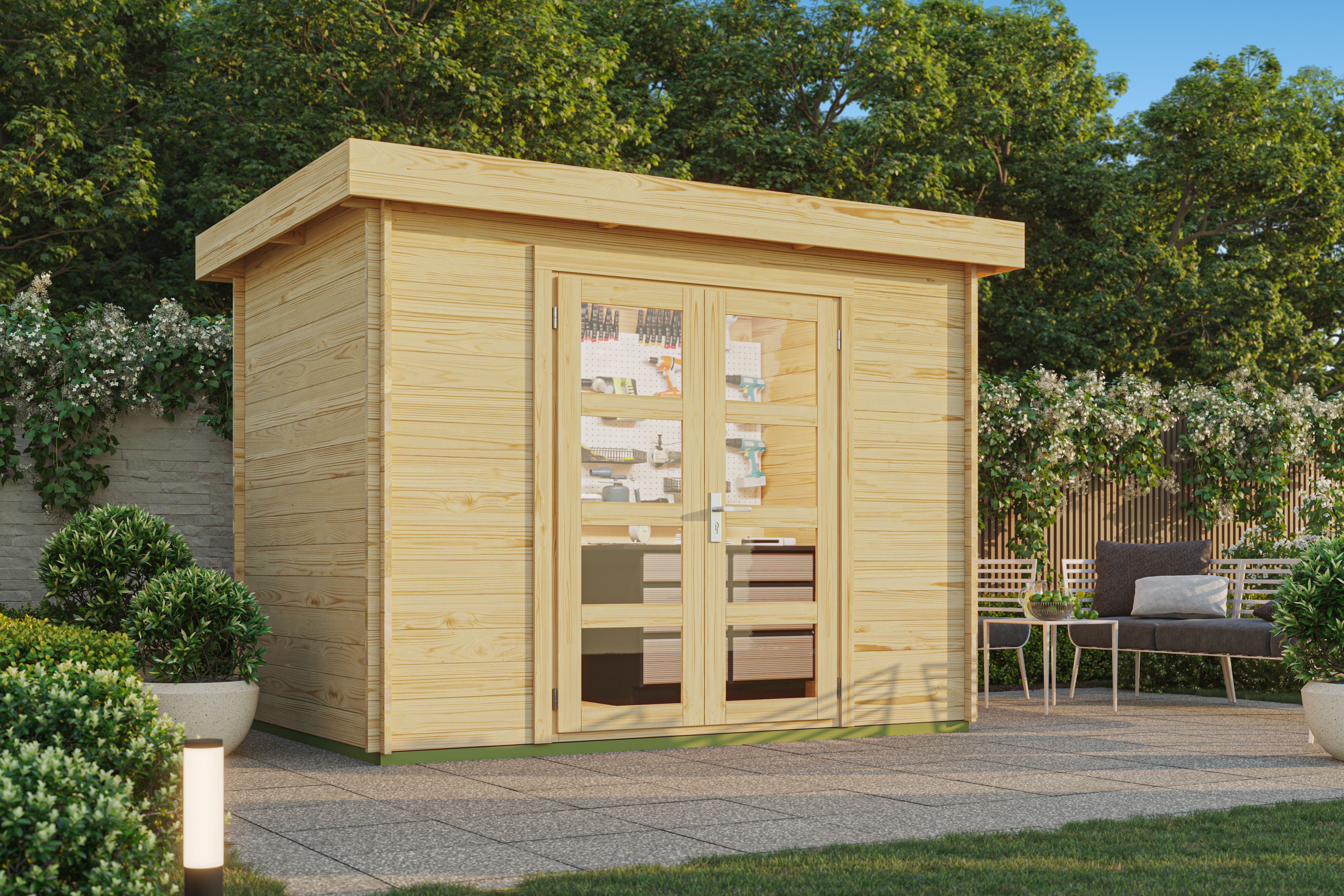 Fjordholz Flachdach Holzgartenhaus Modell Chris 28 | 3x2m