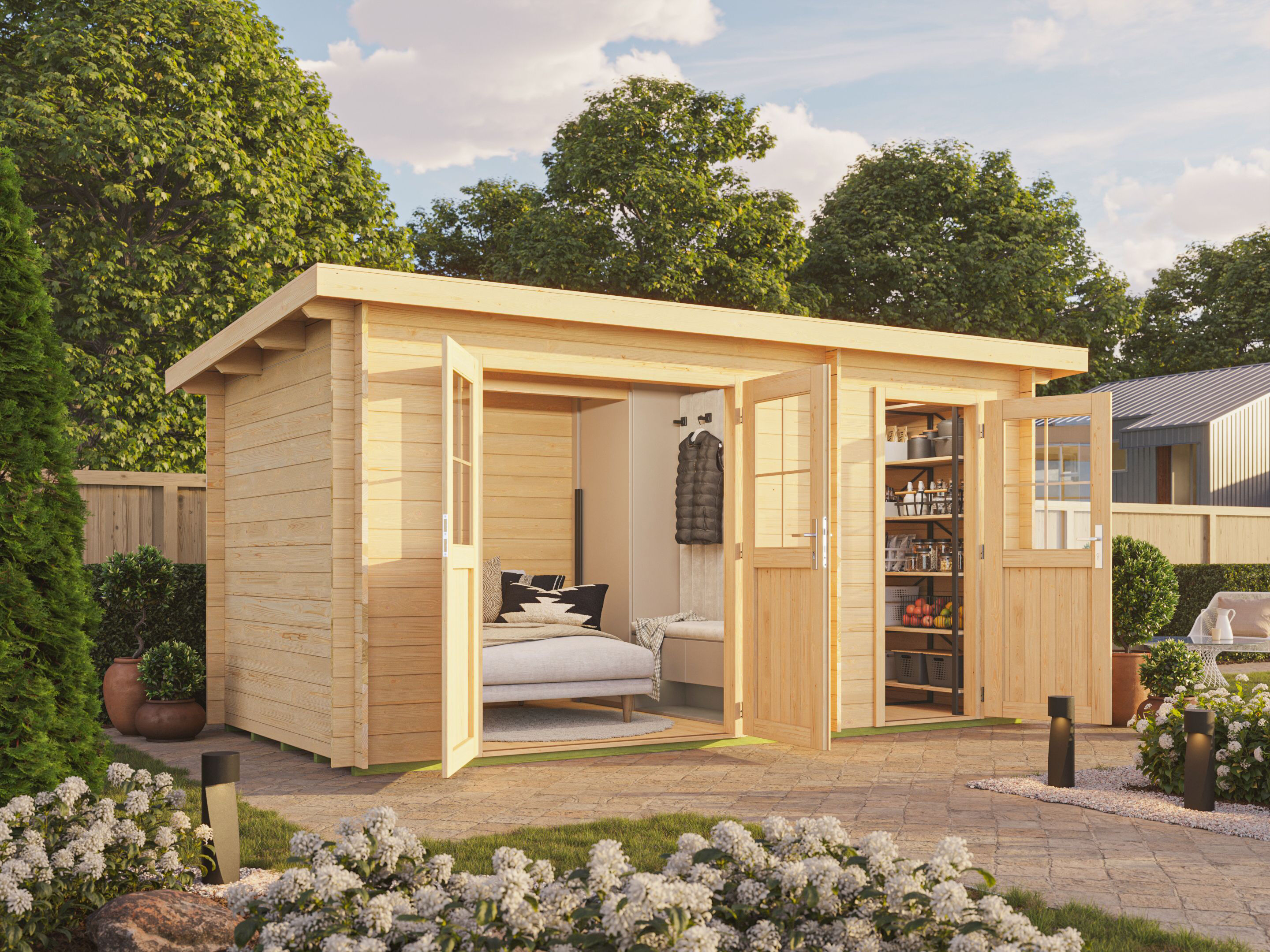 Fjordholz Pultdach Holzgartenhaus Modell Ezra 2H, Kief | 4x3m