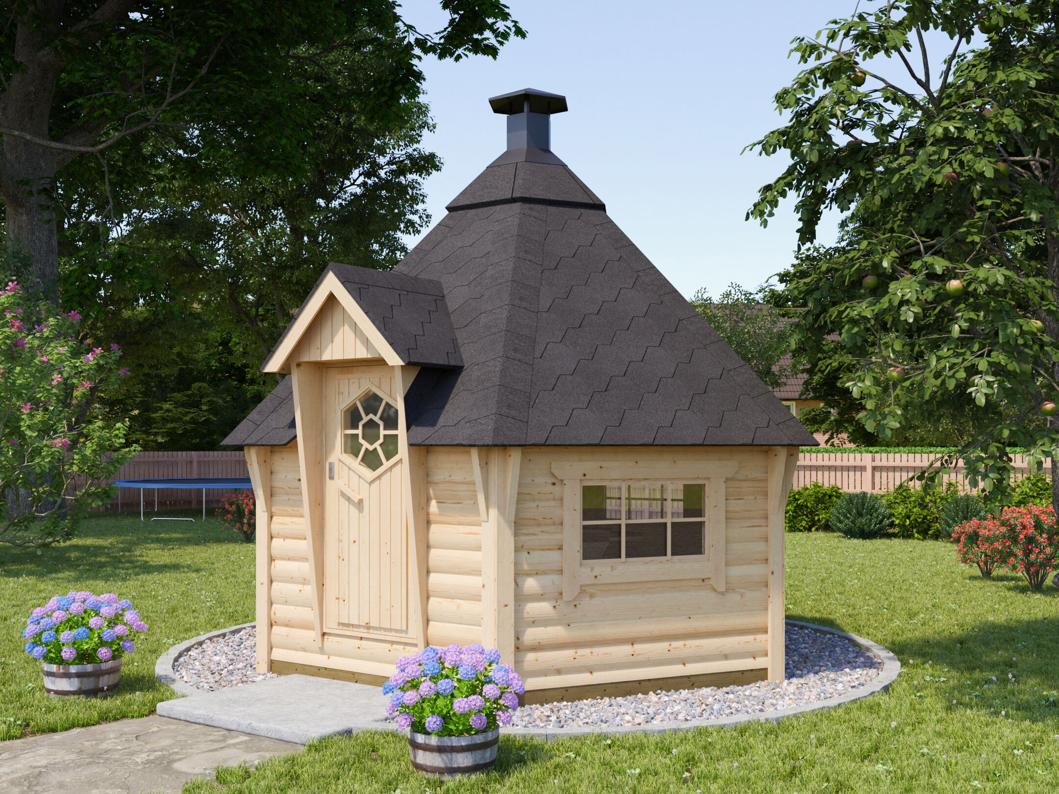 Fjordholz 6-Eck Grillkota Modell Nils 9 m² | 3x3m