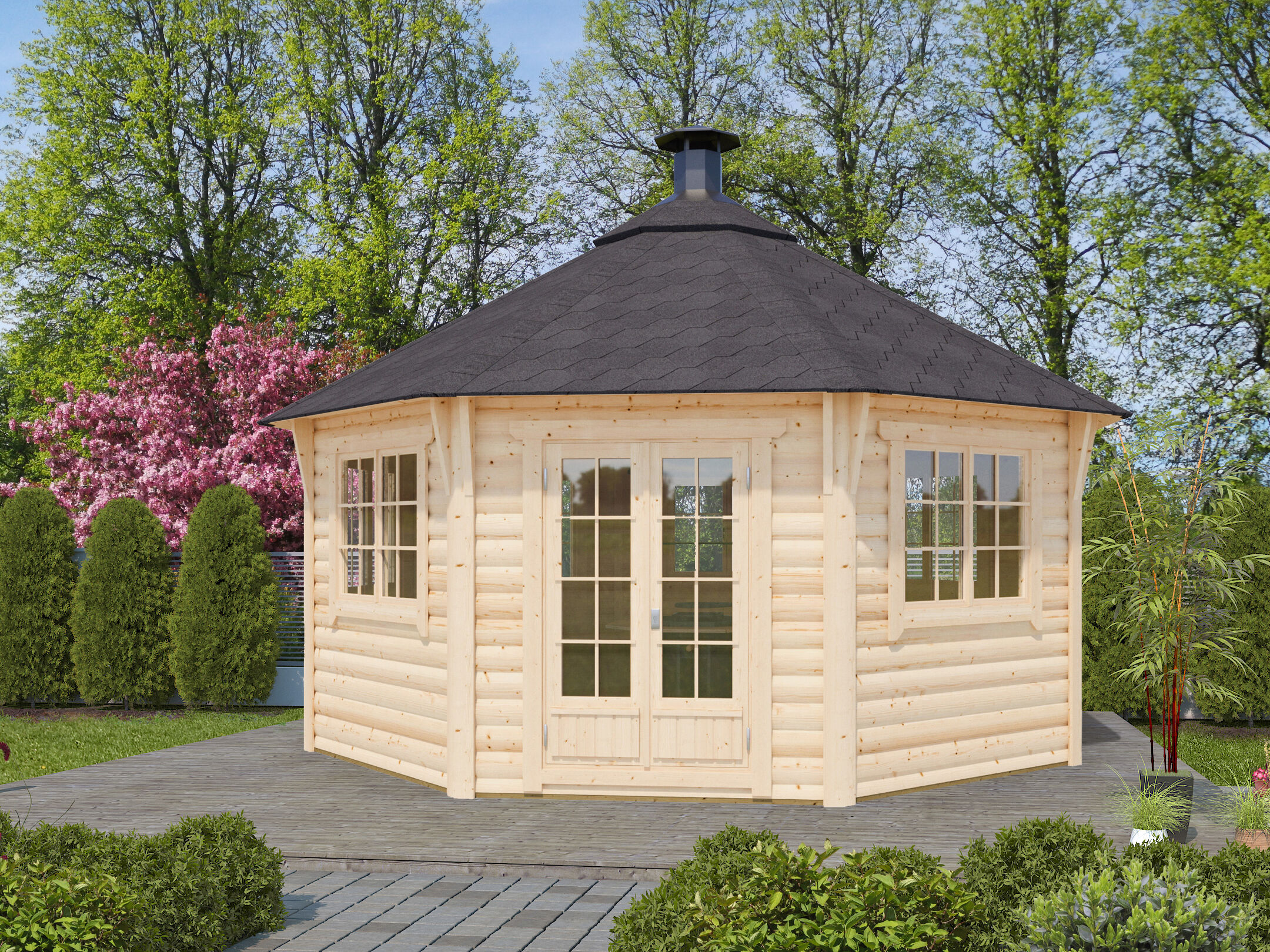 Fjordholz 8-Eck Grillpavillon Modell Gunnar 17m² | 5x4m