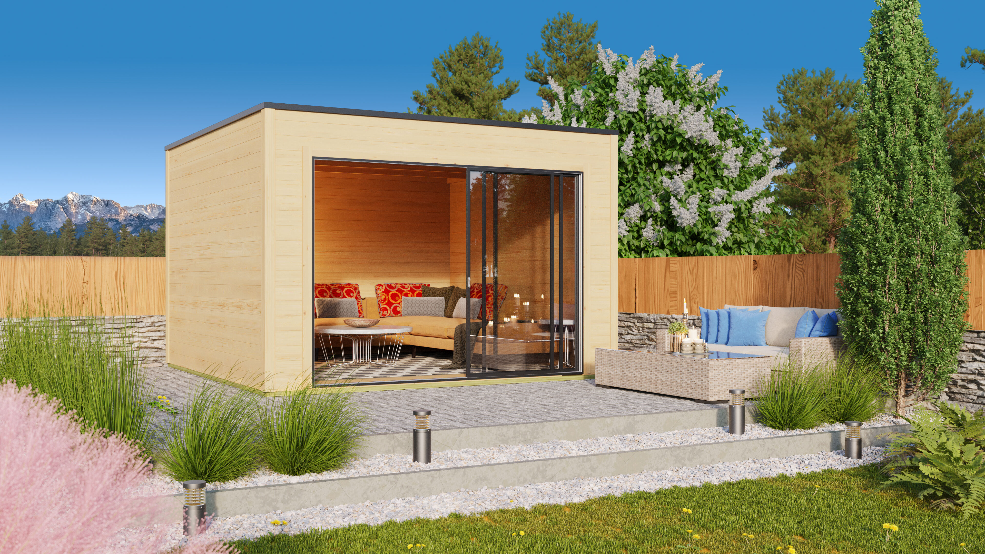 Fjordholz Holzgartenhaus Modell Q-BIC Alu 70 A | 4x4m