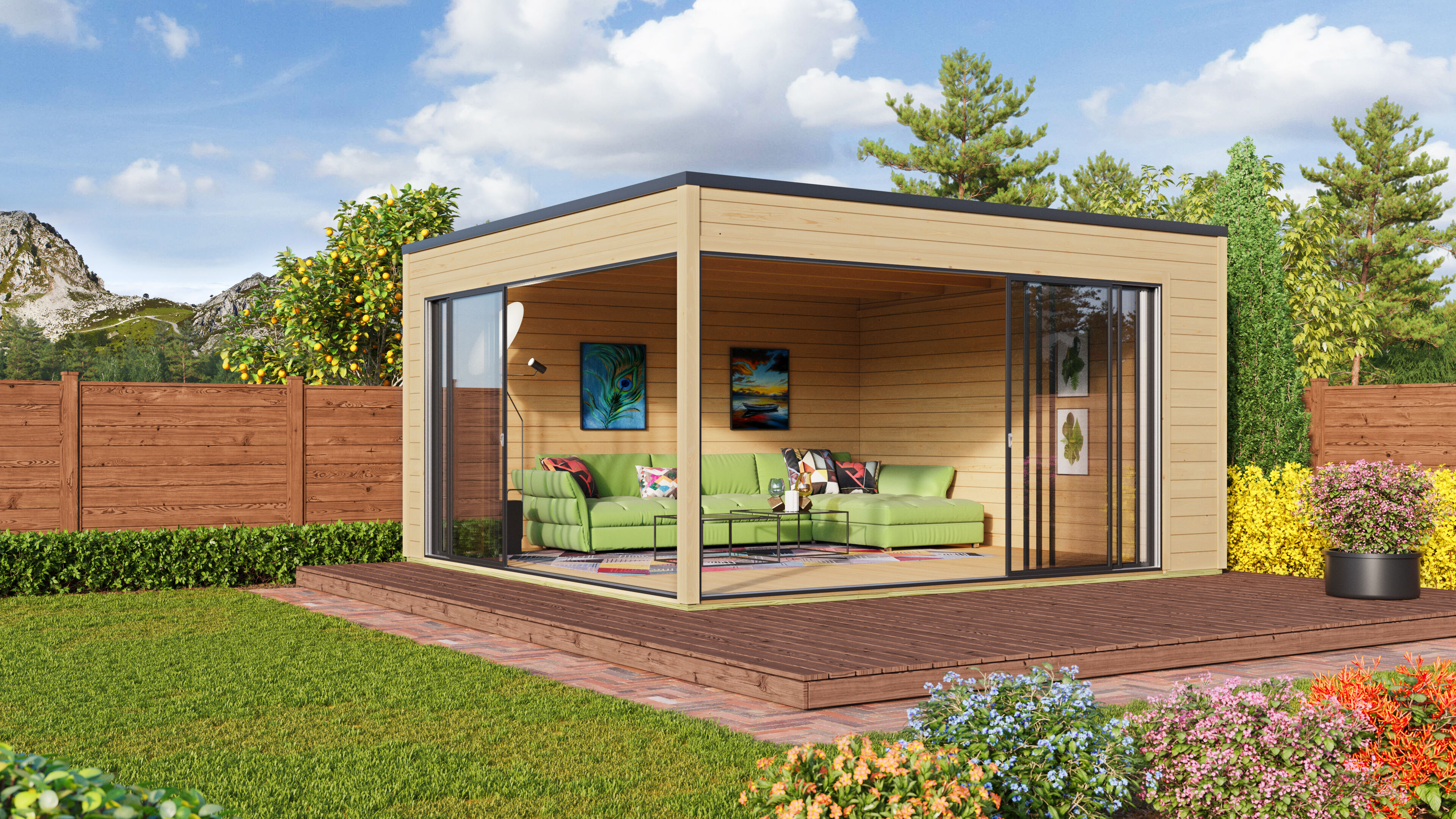Fjordholz Holzgartenhaus Modell Q-BIC Alu 70 D | 5x4m
