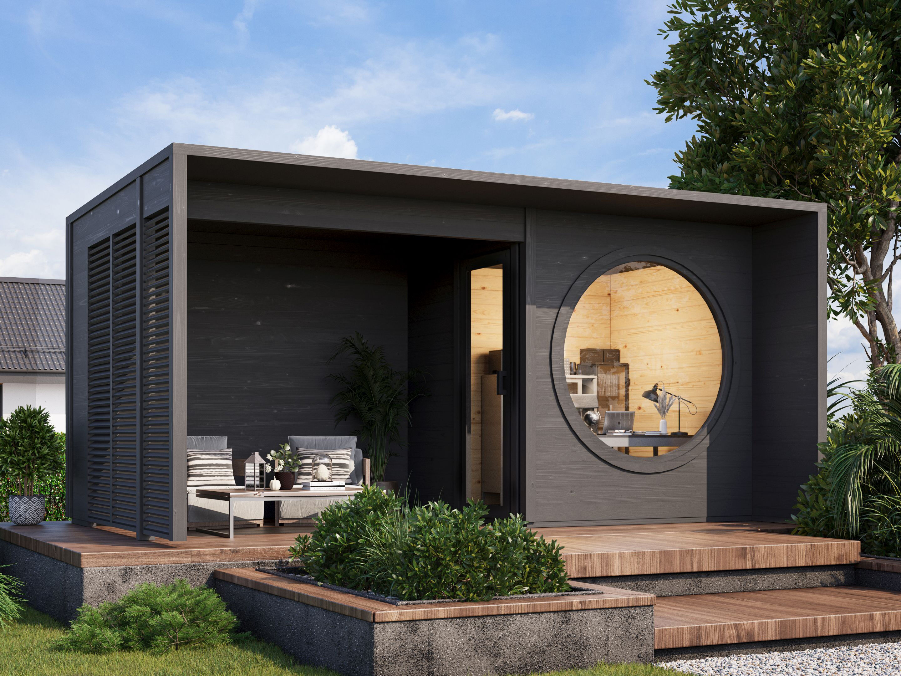 Fjordholz Holzgartenhaus Modell Office Box Größe XXS + | 3x3m