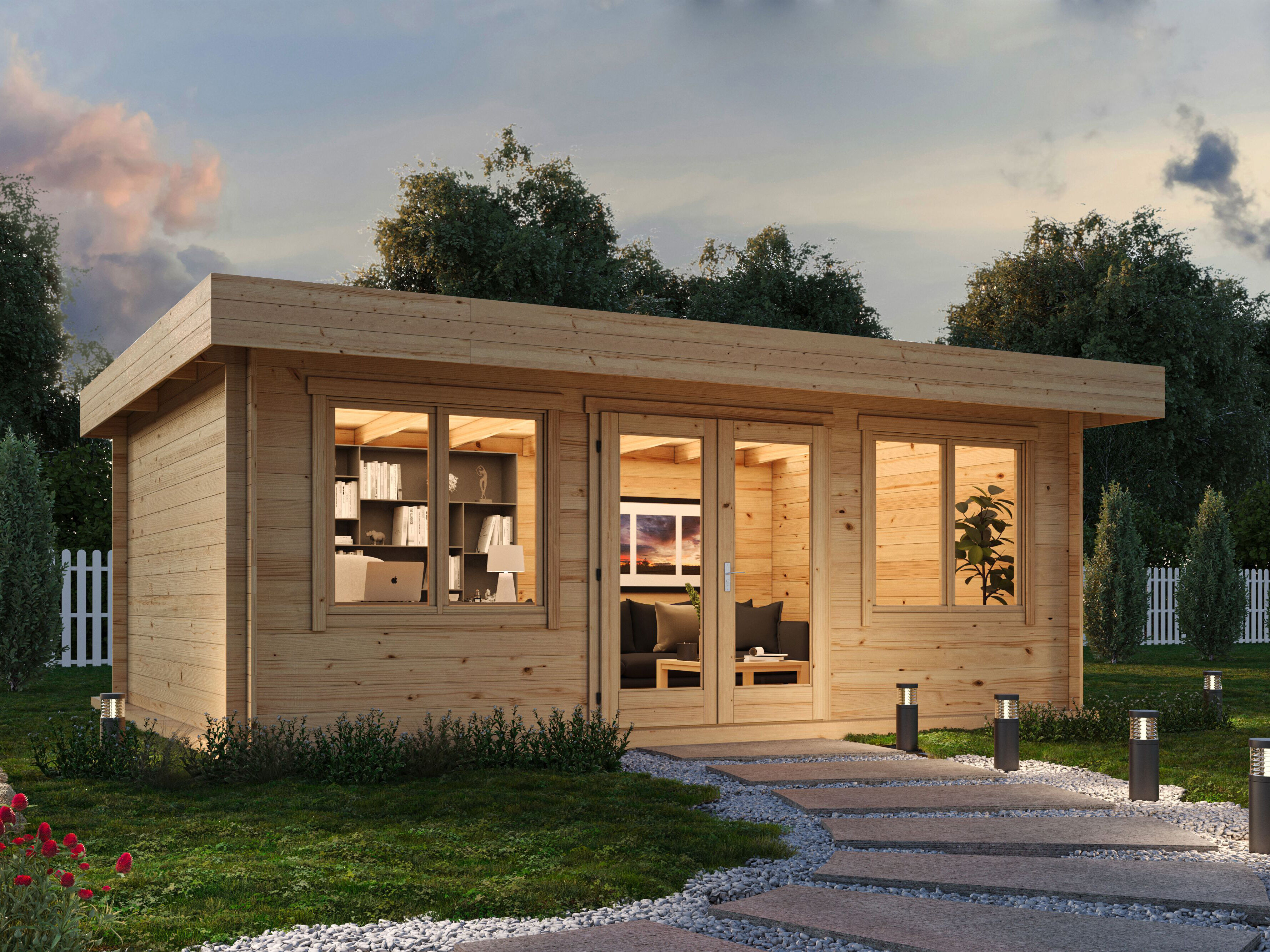 Fjordholz Flachdach Holzgartenhaus Modell Lino 28 | 6x4m