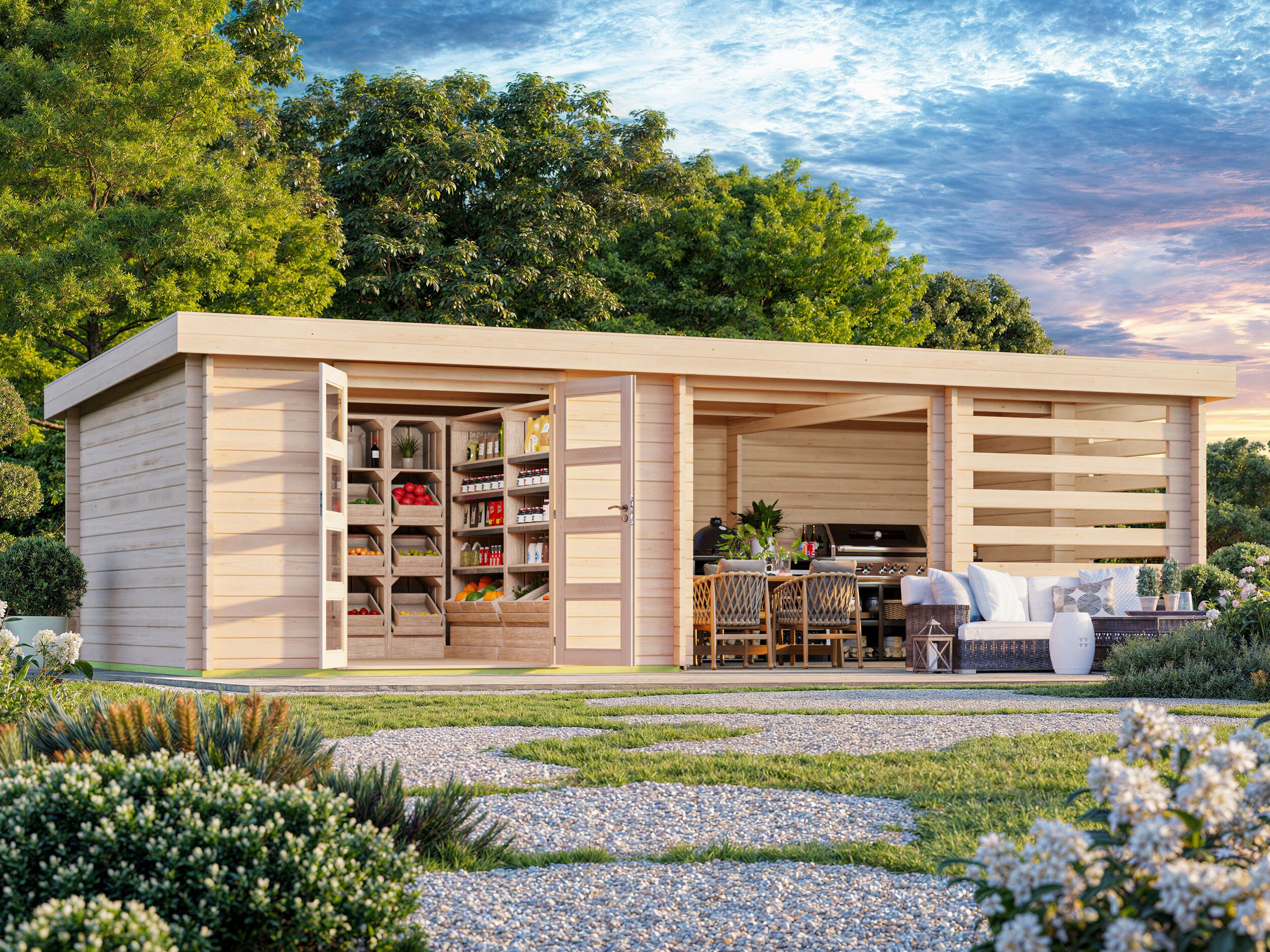 Fjordholz Flachdach Holzgartenhaus Modell Samim 44 | 6x4m