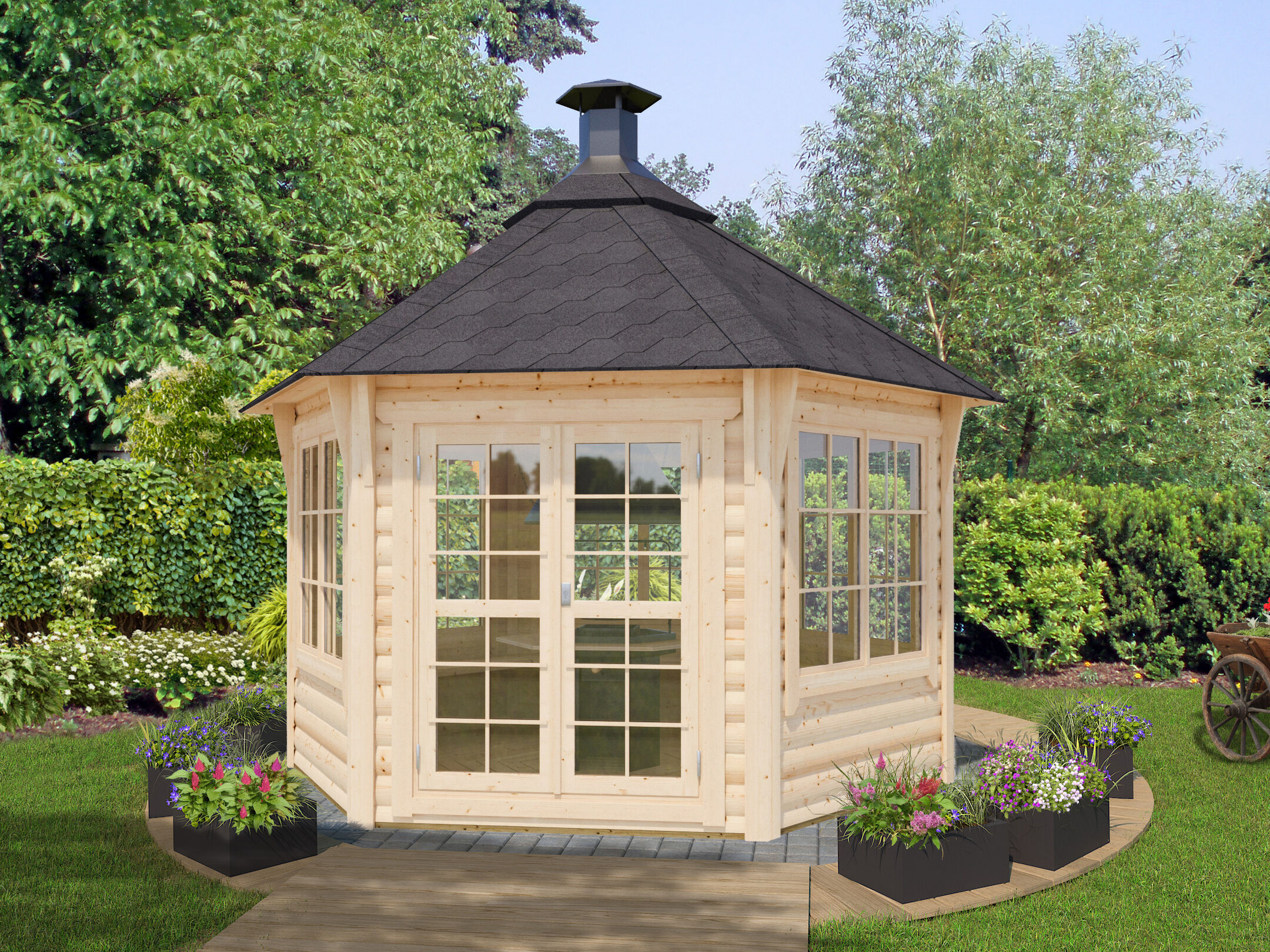 Fjordholz 6-Eck Grillpavillon Modell Hannes 9,0 m² | 3x3m