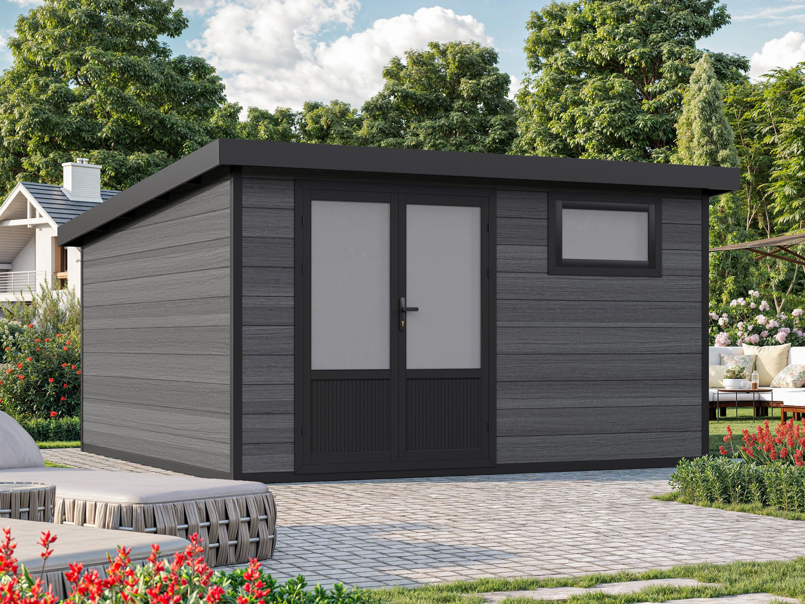 WPC Holzgartenhaus Modell Style DeLuxe 13,70 m² | 4x3m
