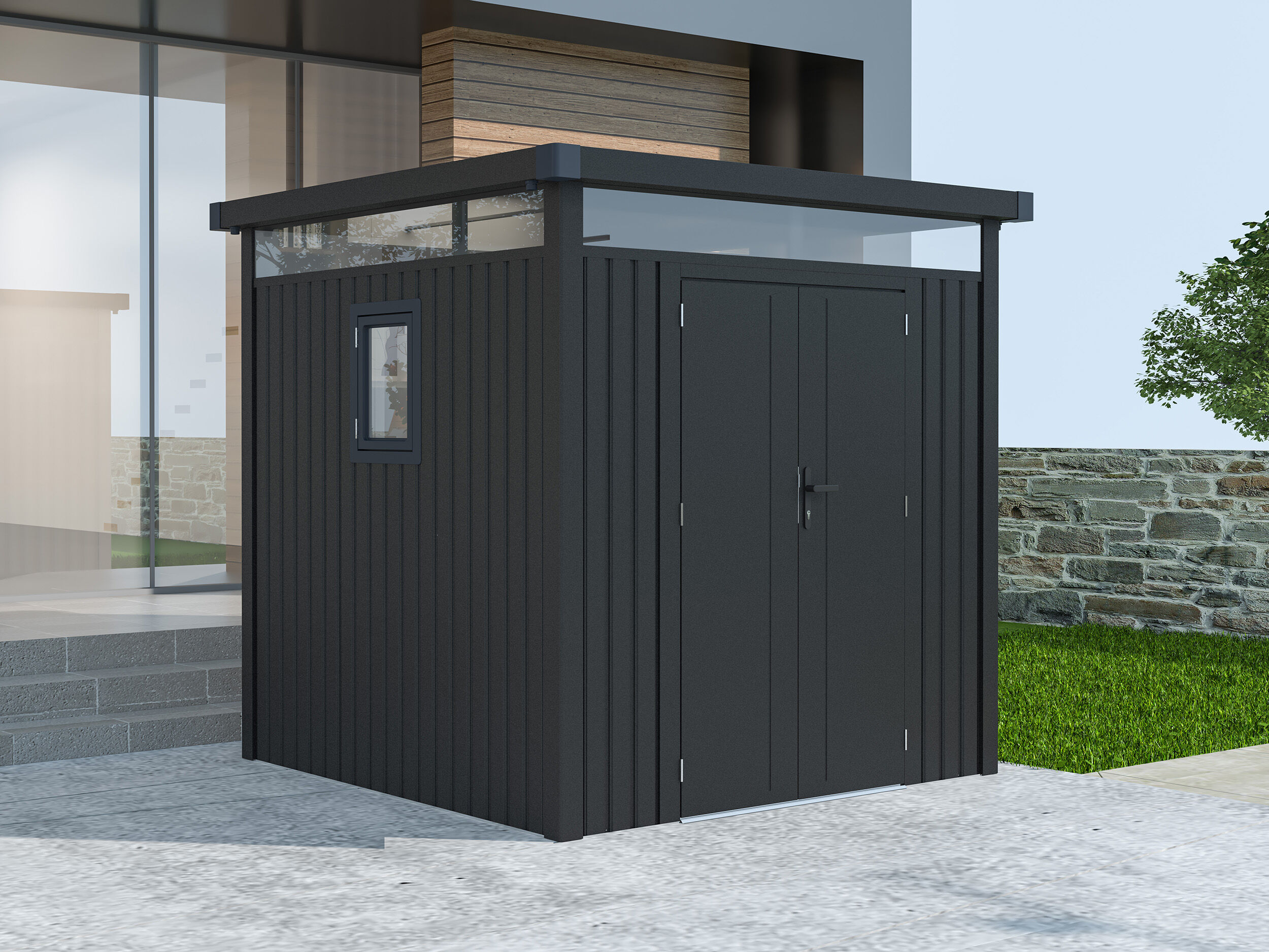 Metall Gerätehaus Modell Style 4,45 m² Anthrazit | 2x2m