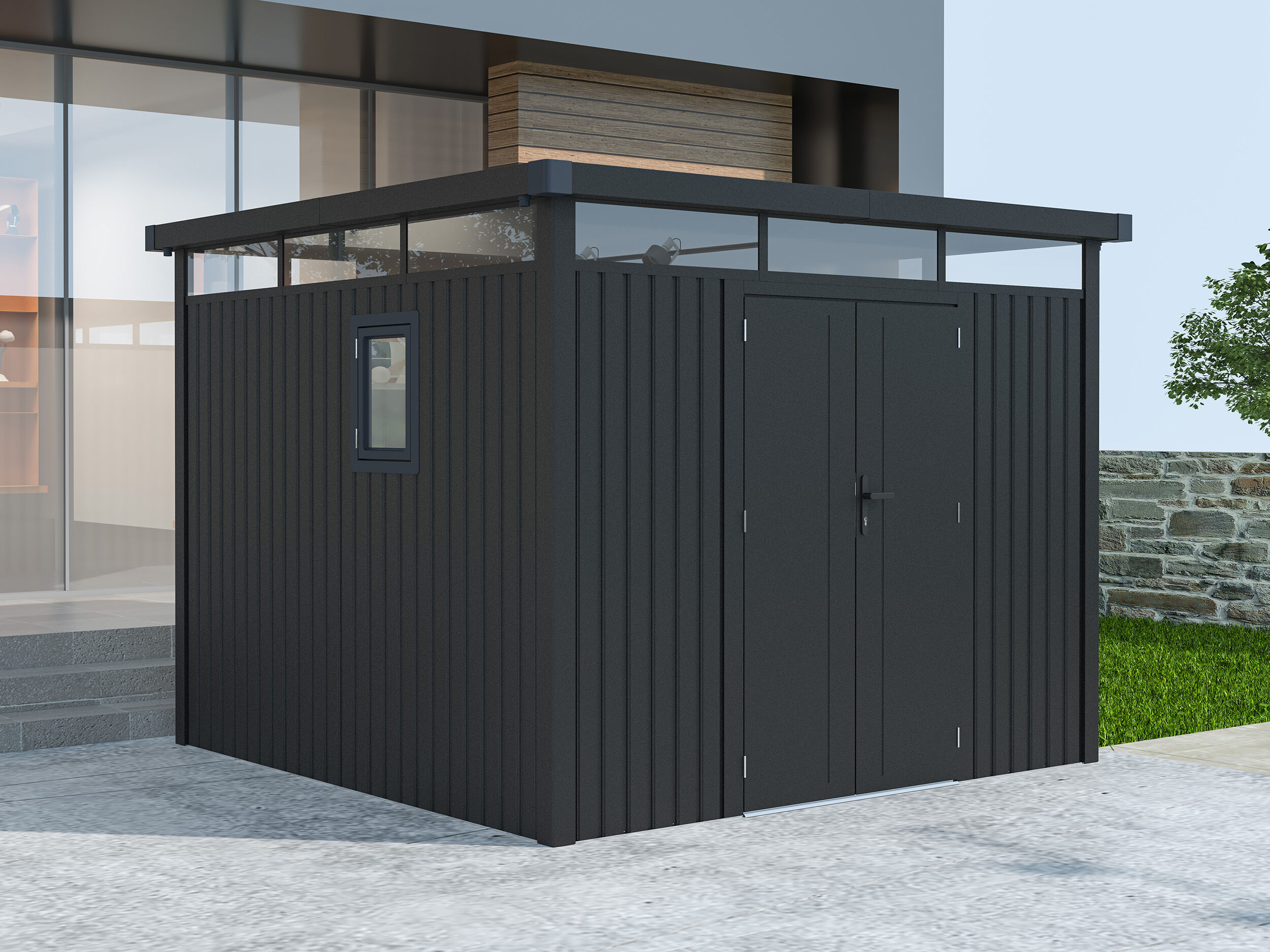 Metall Gerätehaus Modell Style 7,56 m² Anthrazit | 3x2m
