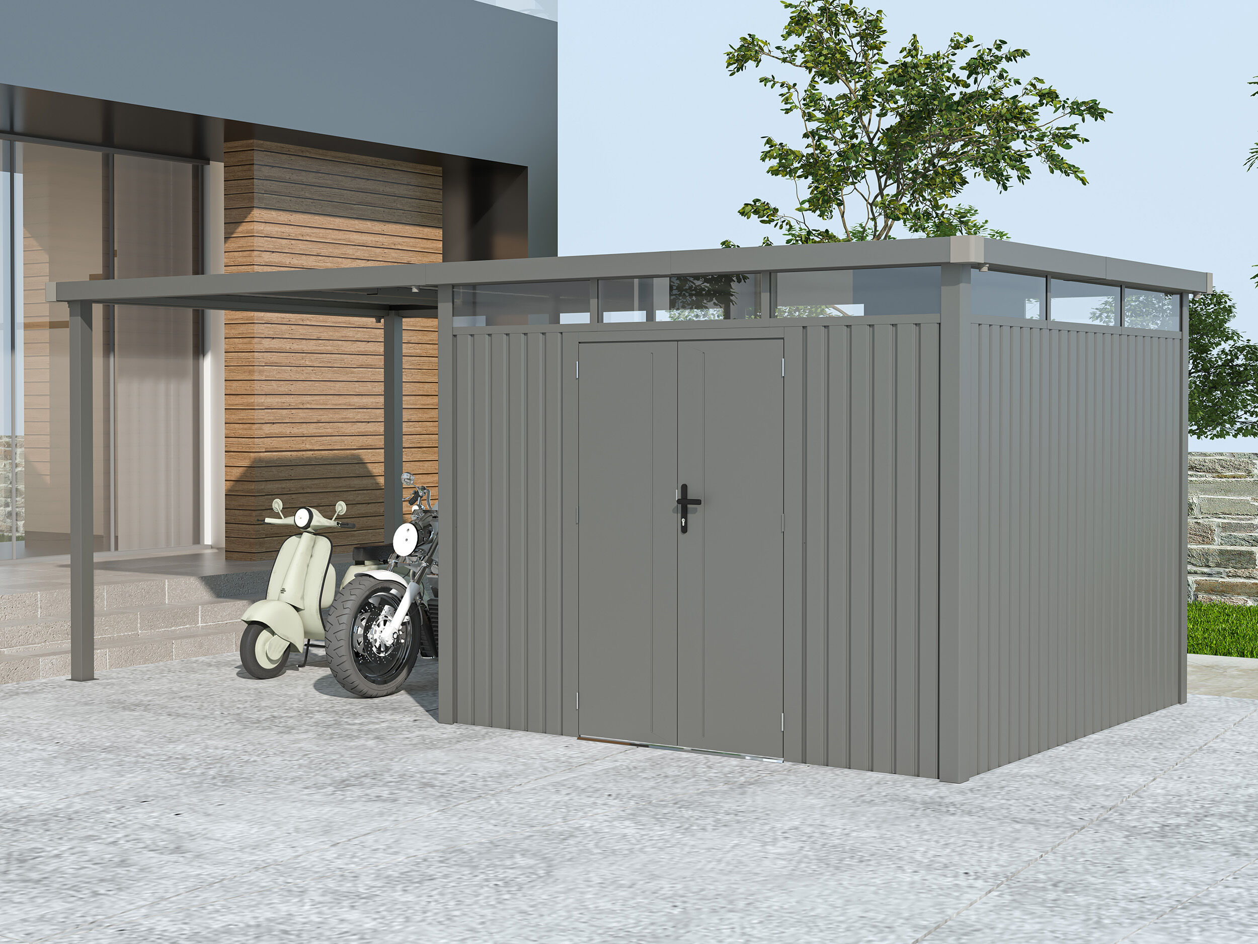 Metall Gerätehaus Modell Style 7,56 m² Spar-Set-1 | 3x2m