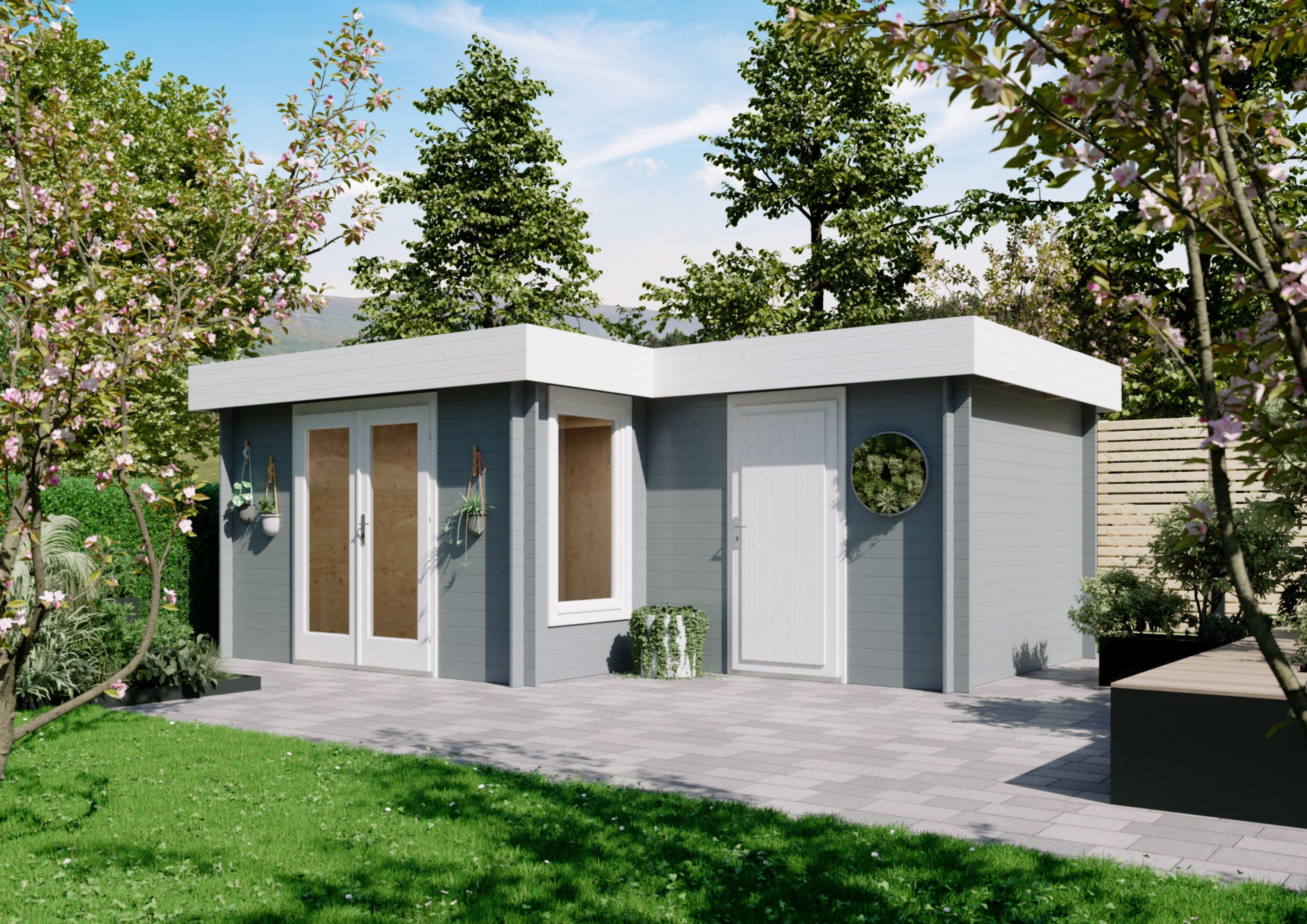 Fjordholz Flachdach Holzgartenhaus Modell Tobi 28 B | 5x3m