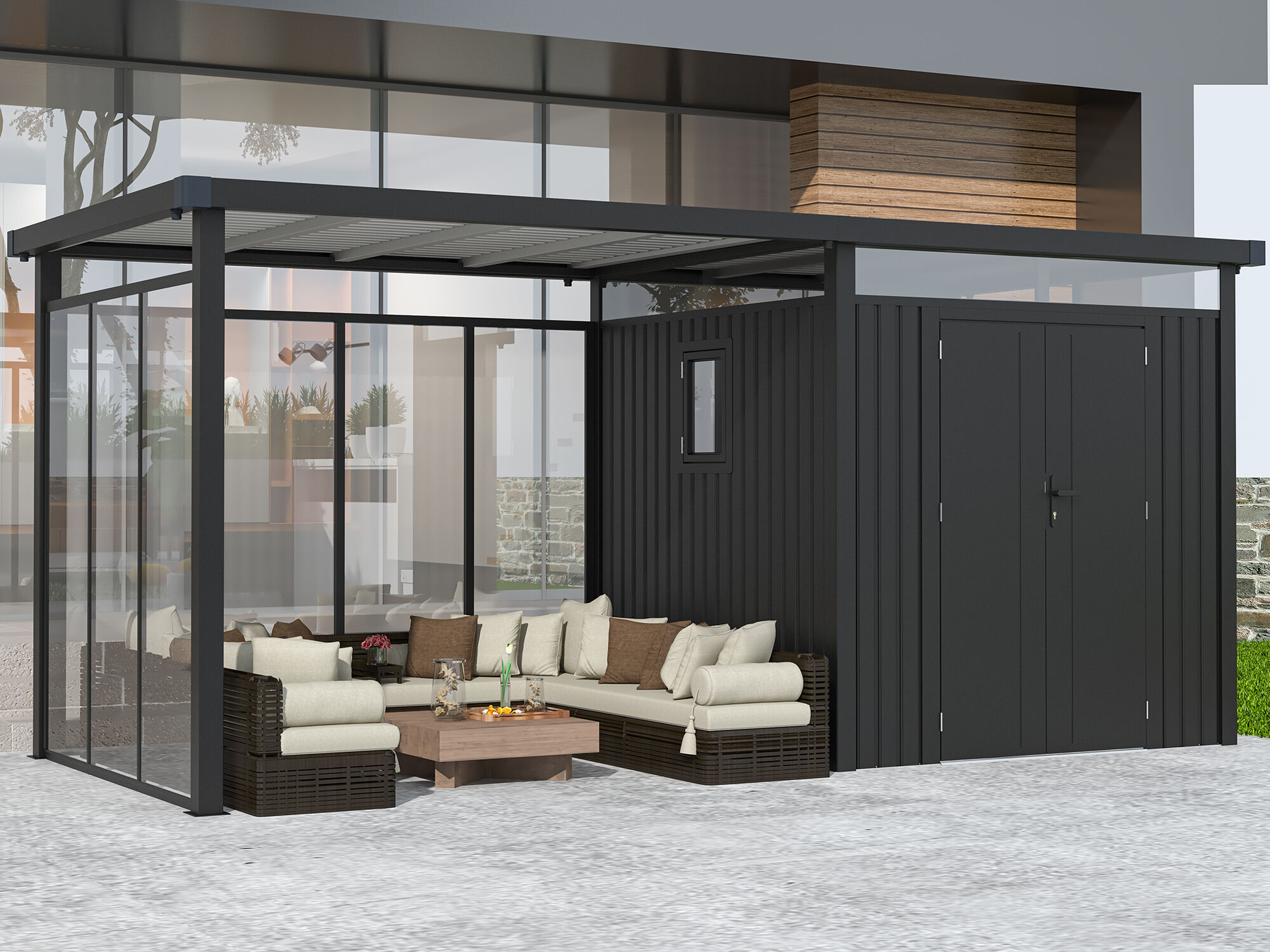 Metall Gerätehaus Modell Style 4,45 m² Spar-Set 5 | 4x3m
