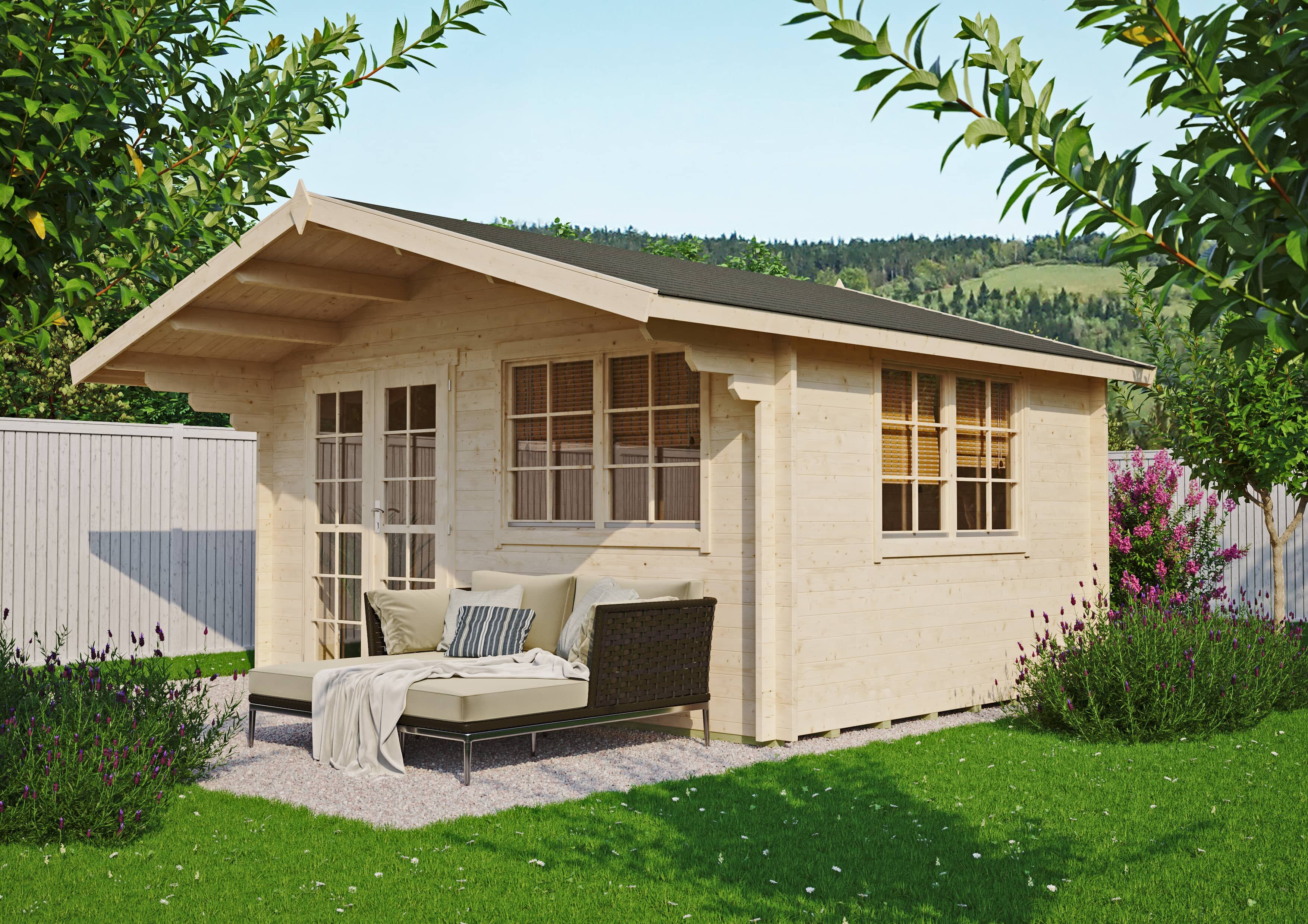 Holzgartenhaus Modell Carl 40 B / natur | 4x3m