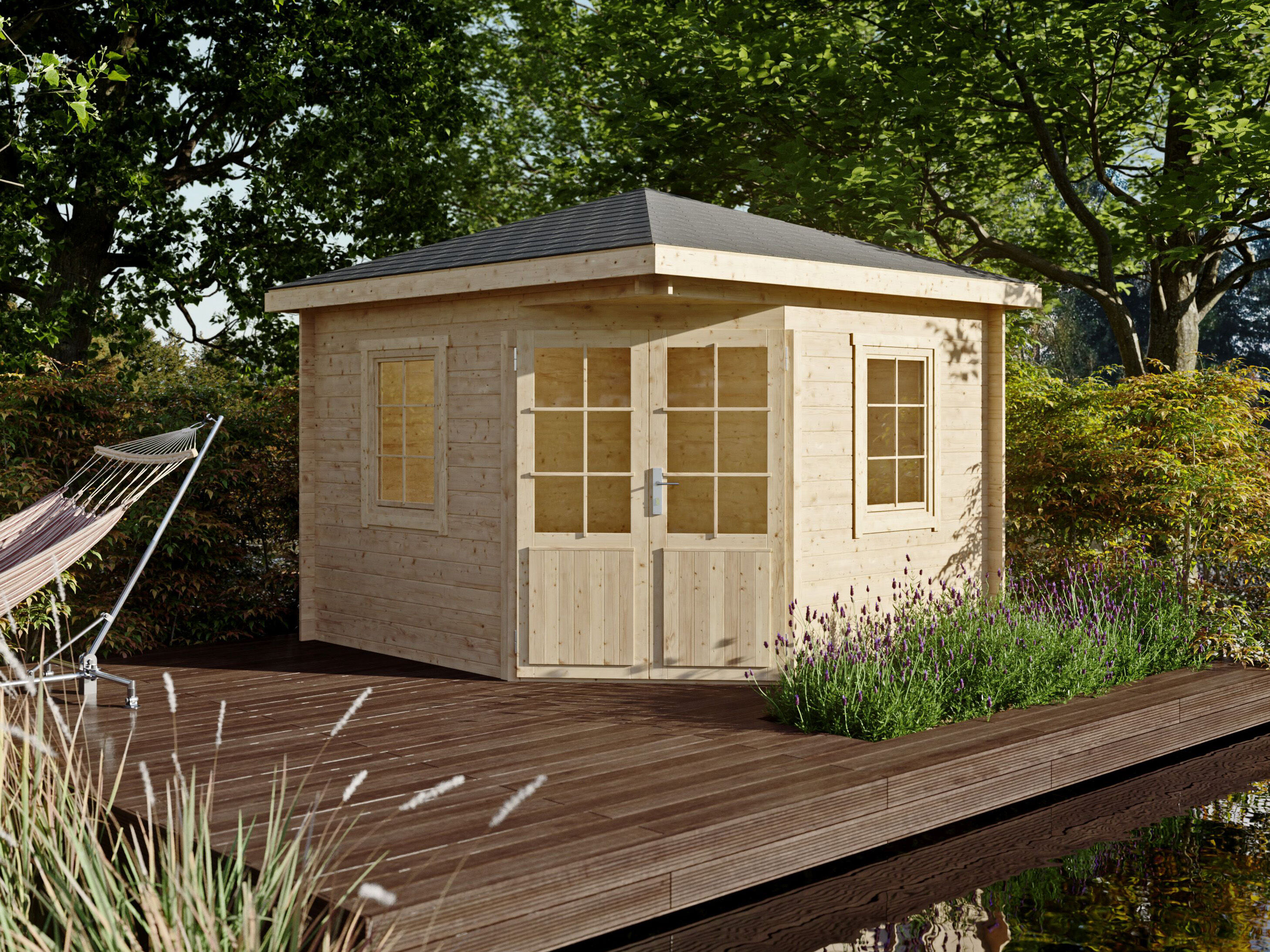 Fjordholz 5-Eck Holzgartenhaus Modell Evelyn 3A / natu | 3x3m