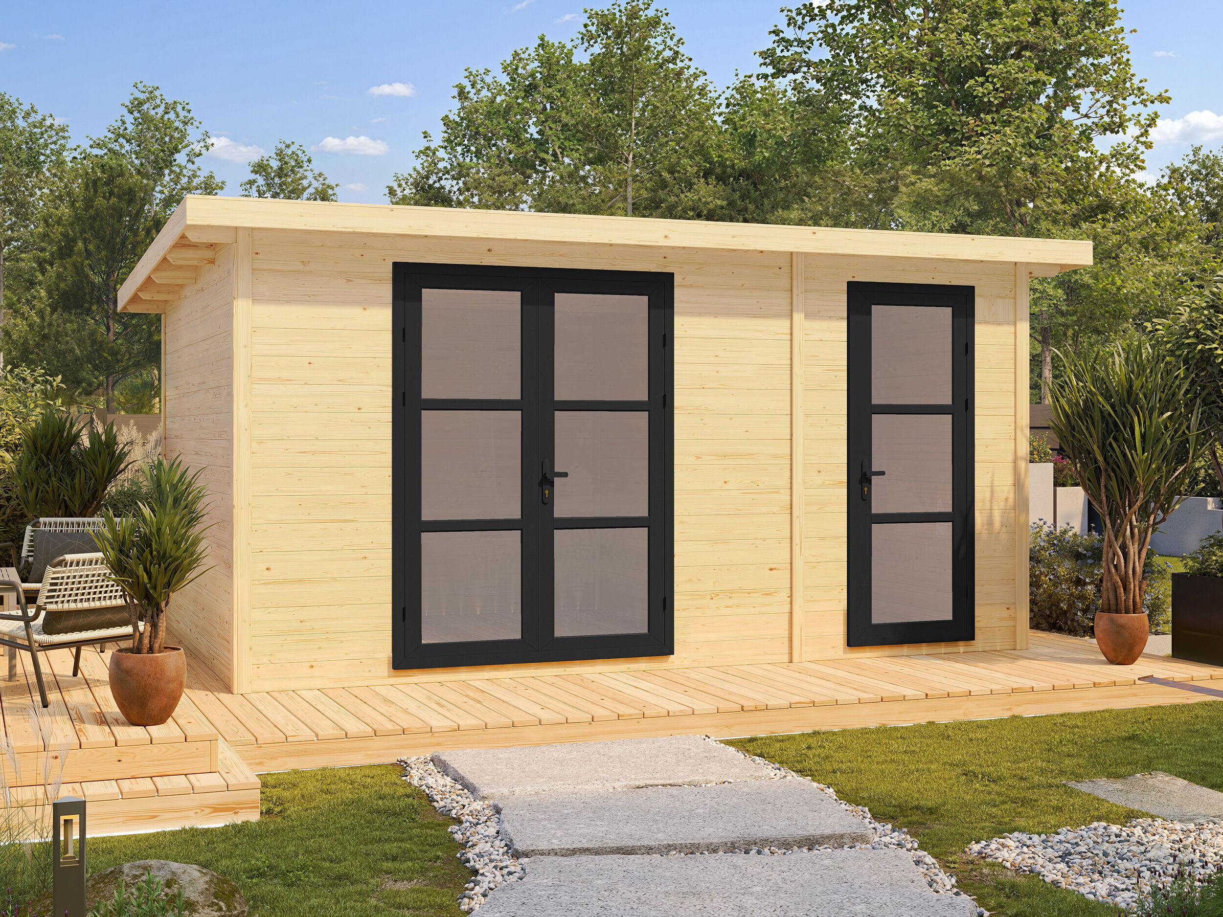 Fjordholz Holzgartenhaus Modell Alu Line 28-F | 4x3m