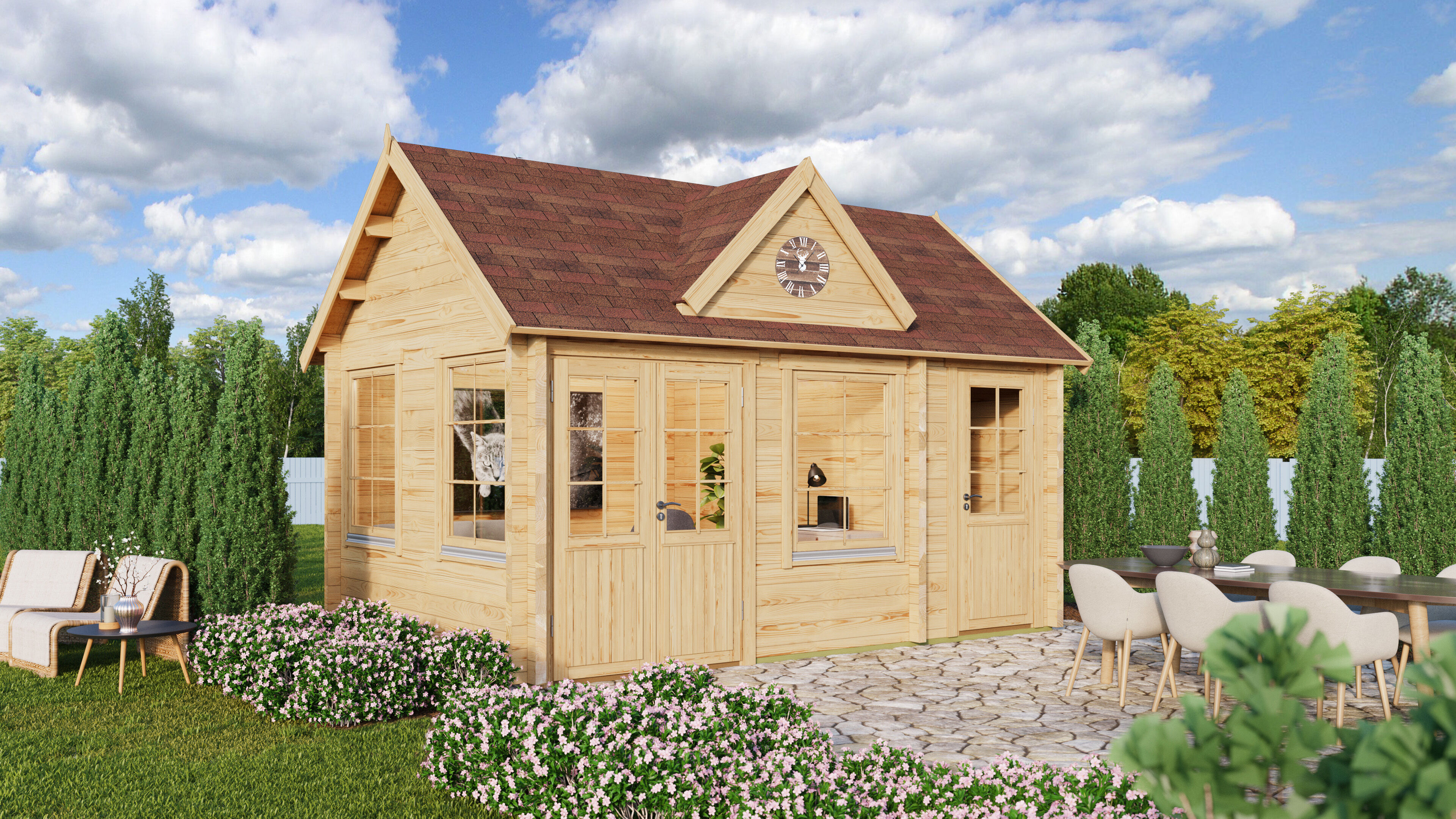 Fjordholz Holzgartenhaus Modell Teehaus Dover 70 | 6x4m