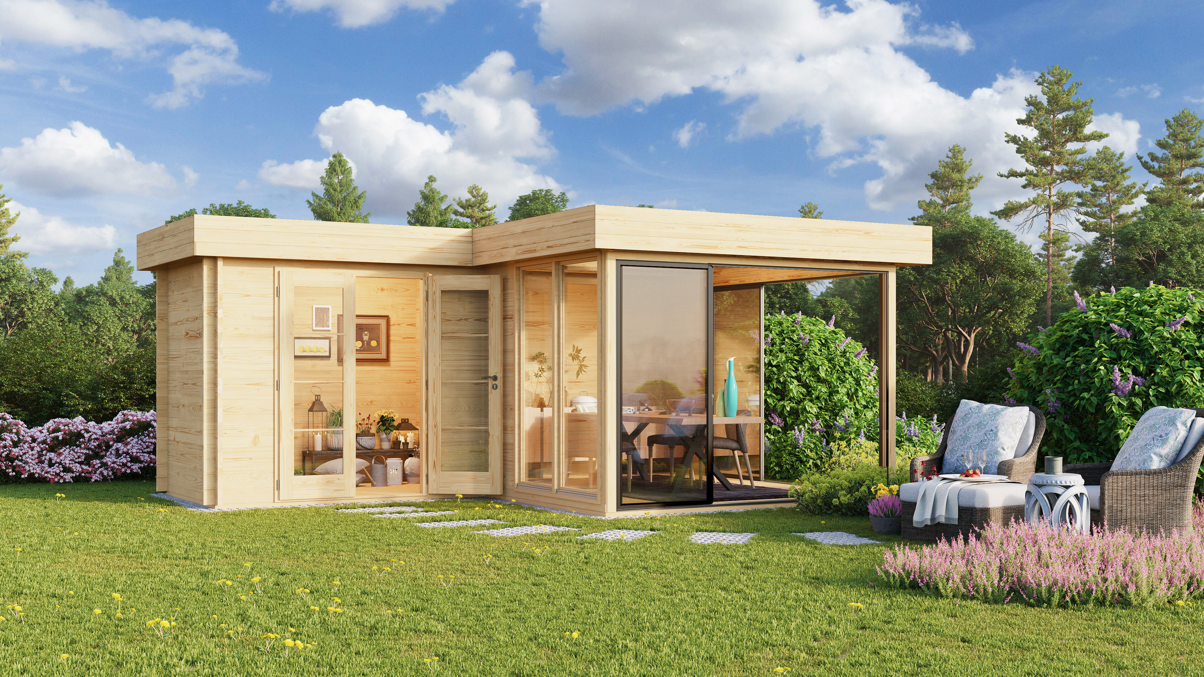 Fjordholz Holzgartenhaus Alu Concept 44 M | 6x4m